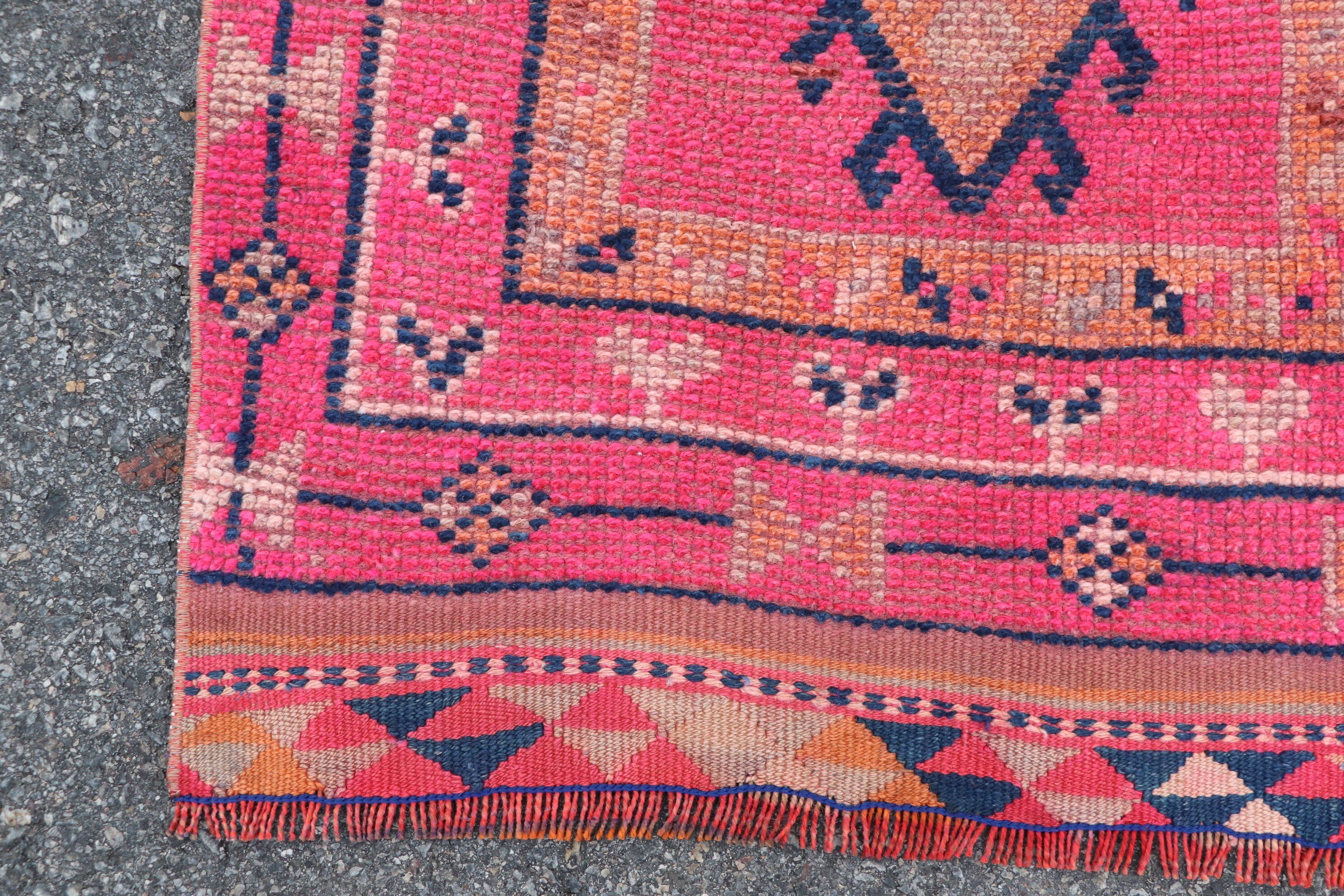 Rugs for Corridor, Kitchen Rug, Cool Rug, 2.7x13 ft Runner Rug, Corridor Rugs, Vintage Rugs, Tribal Rugs, Turkish Rug, Pink Cool Rugs