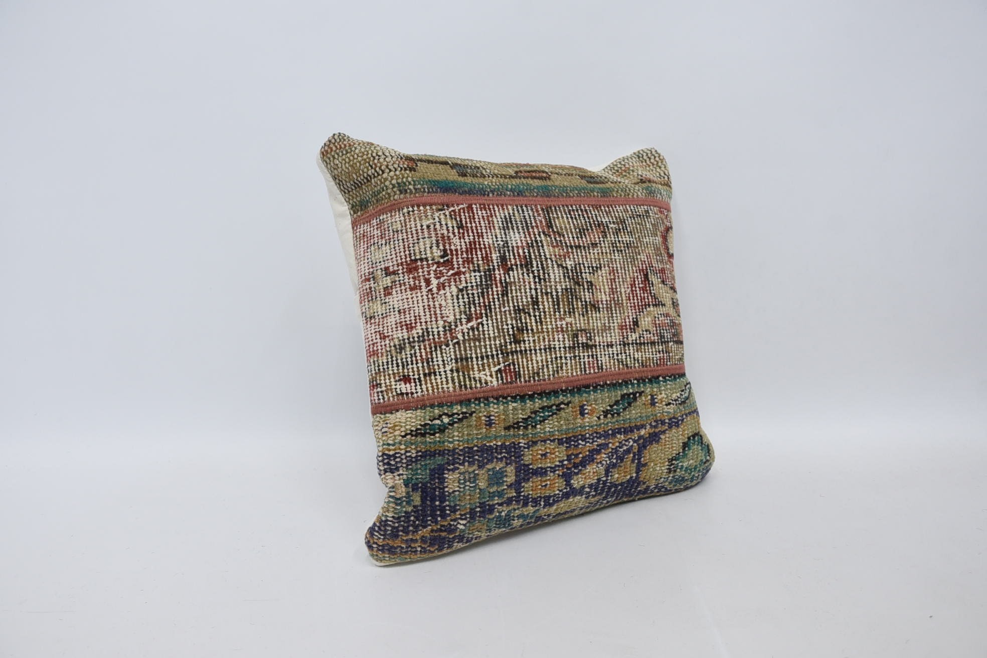 Sofa Cushion, Antique Pillows, 16"x16" Green Pillow Cover, Boho Pillow, Interior Designer Pillow, Comfy Throw Cushion