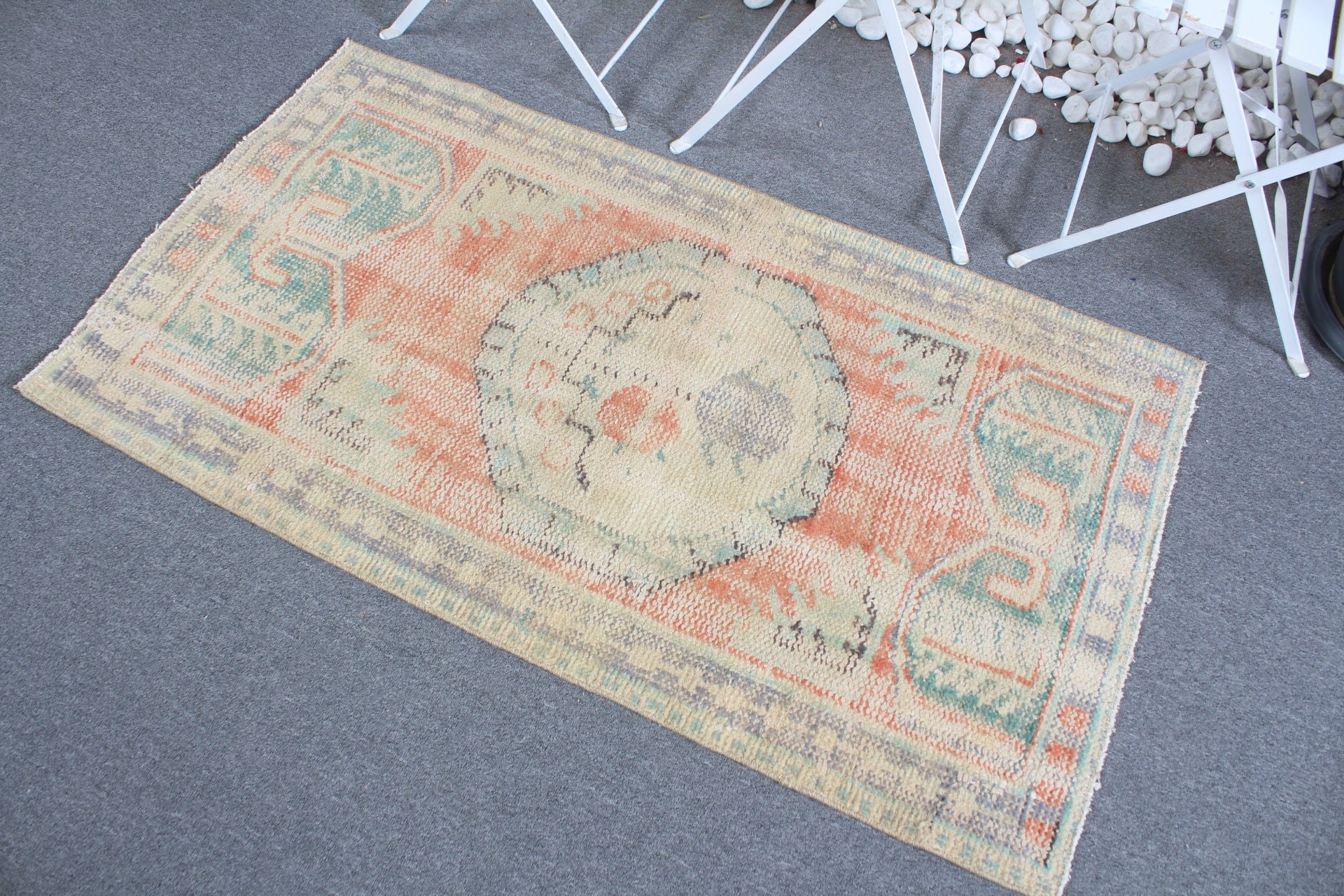 Turkish Rug, Bedroom Rugs, Kitchen Rug, Vintage Rug, Nursery Rug, 2.5x4.5 ft Small Rug, Rugs for Car Mat, Orange Wool Rug, Antique Rug