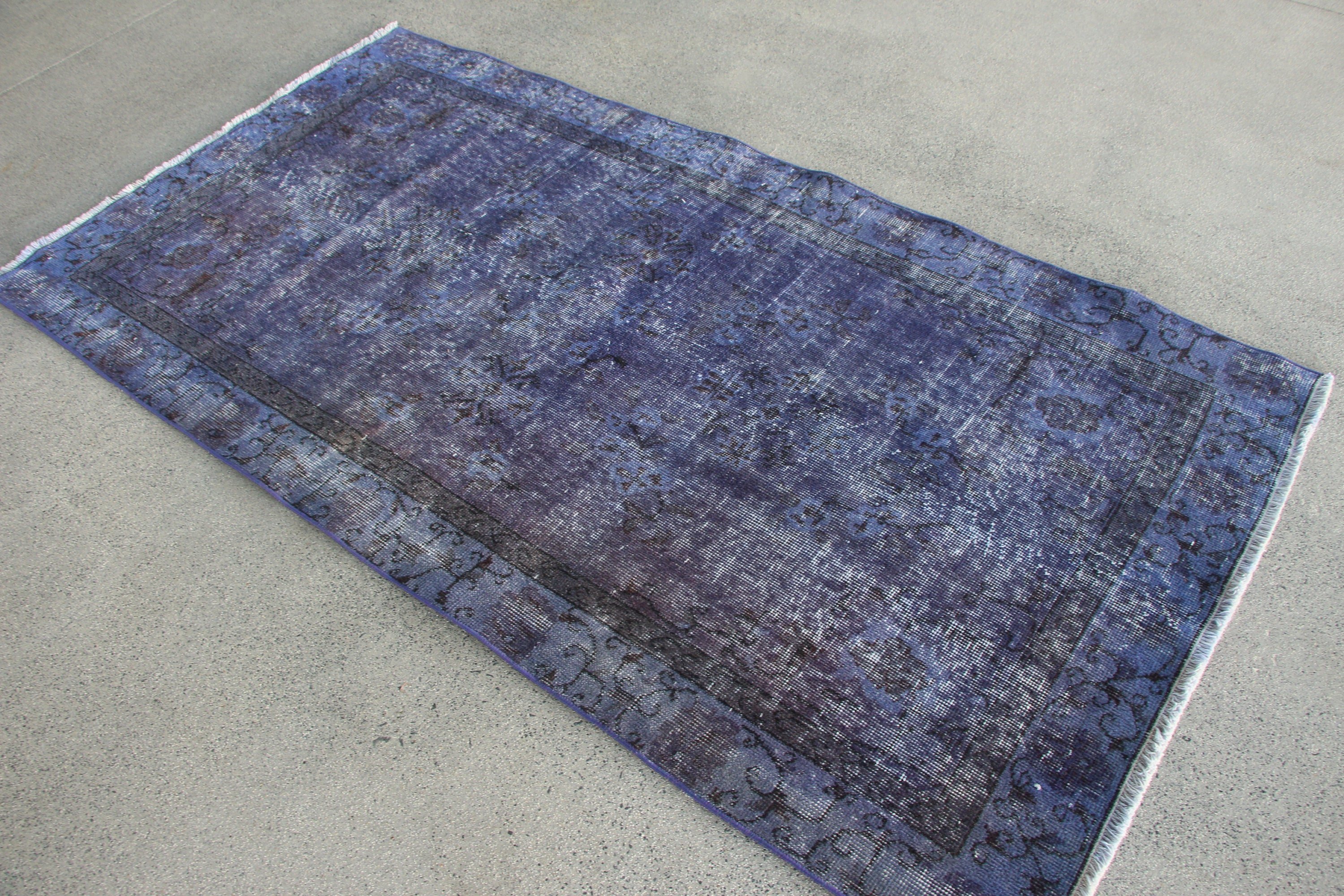 Turkish Rug, Vintage Rug, Floor Rugs, Rugs for Floor, Nursery Rugs, Antique Rug, Blue  3.6x6.9 ft Area Rugs, Bedroom Rug