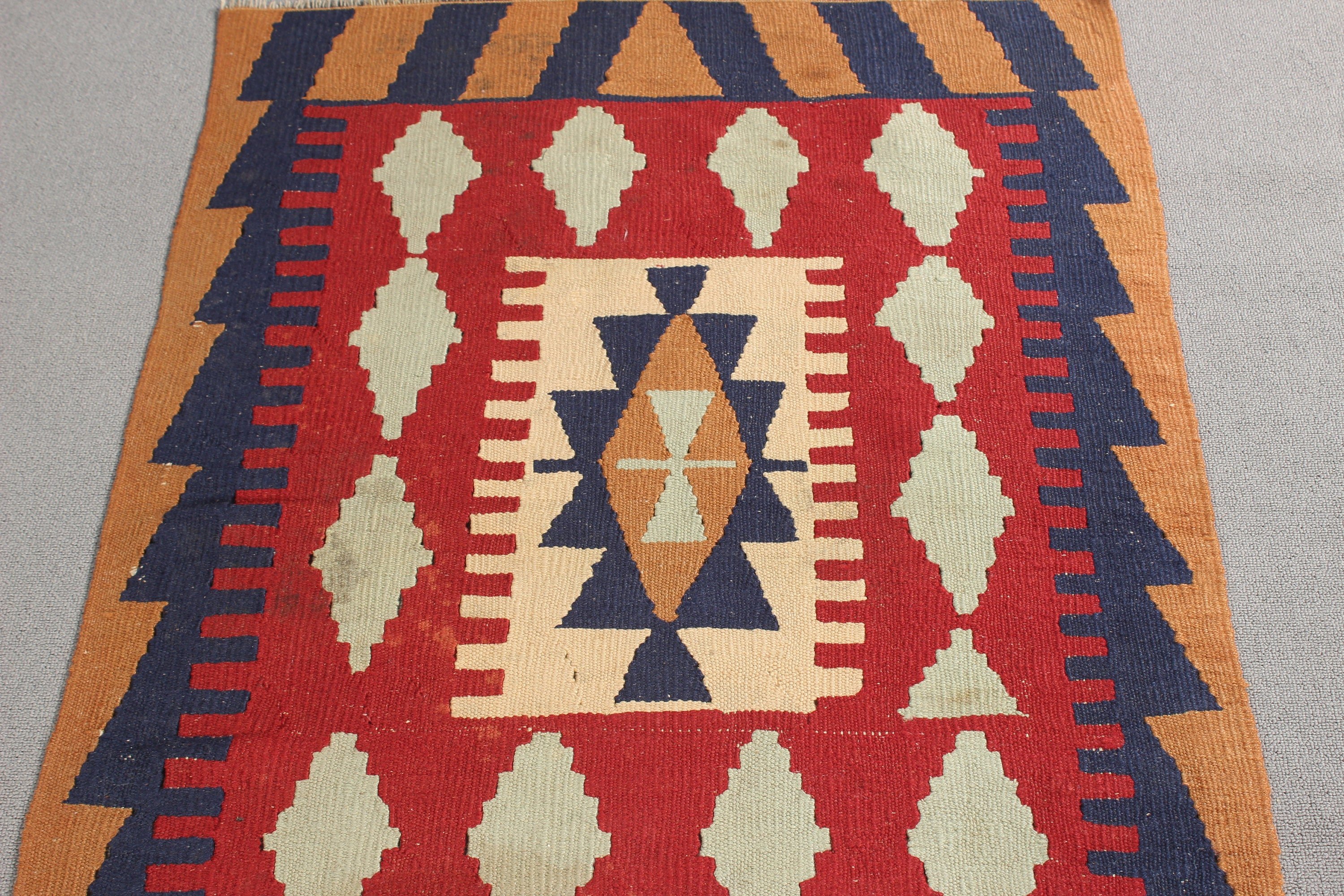 2.7x3.7 ft Küçük Halı, Kilim, Açıklama Halıları, Nötr Halı, Vintage Halı, Küçük Boho Halıları, Duvara Asılı Halı, Kırmızı Antika Halılar, Türk Halıları