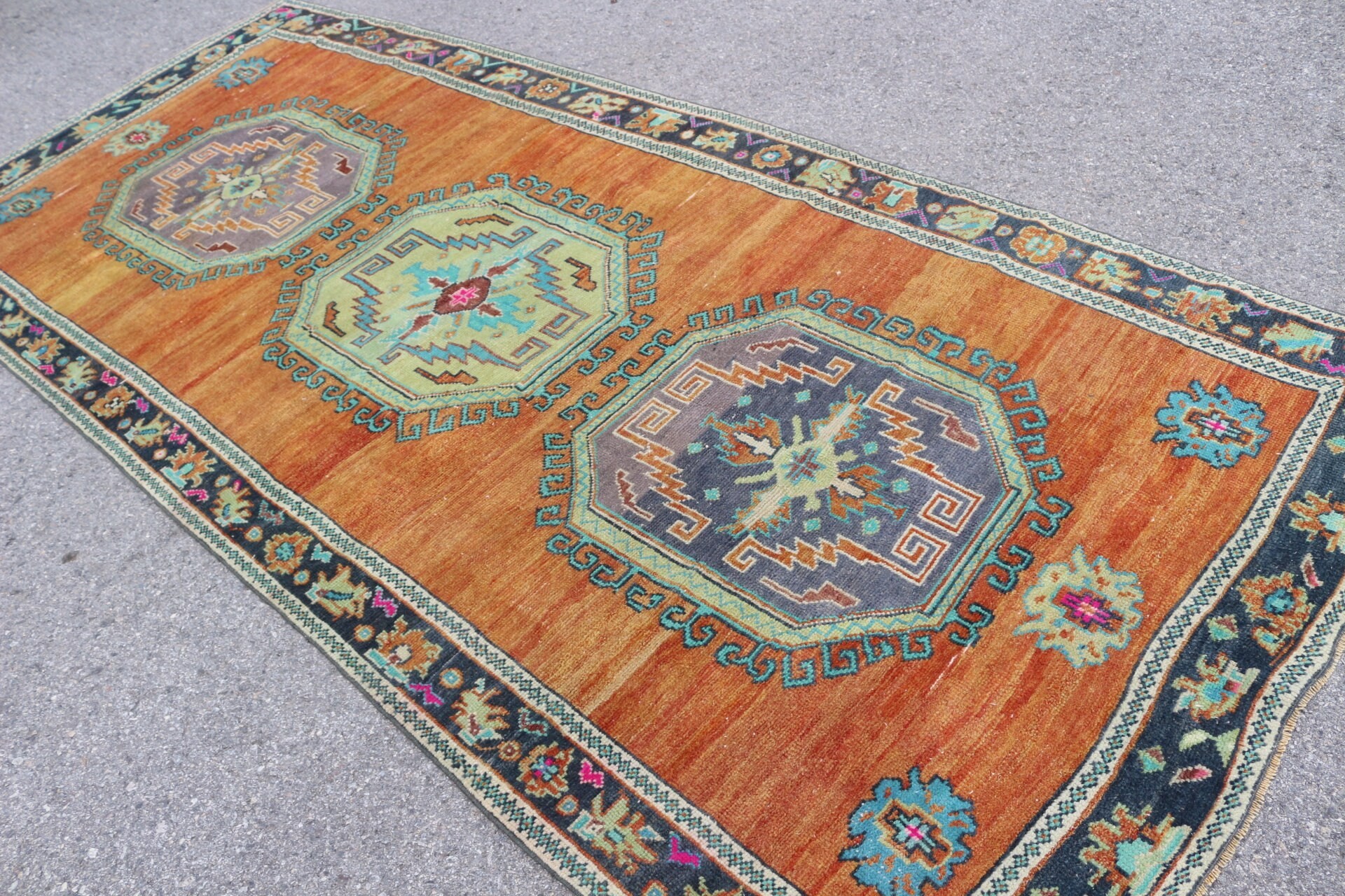 Orange Floor Rugs, Turkish Rugs, Dining Room Rug, 4.8x10.3 ft Large Rugs, Bedroom Rug, Home Decor Rug, Vintage Rug, Boho Rugs, Moroccan Rug