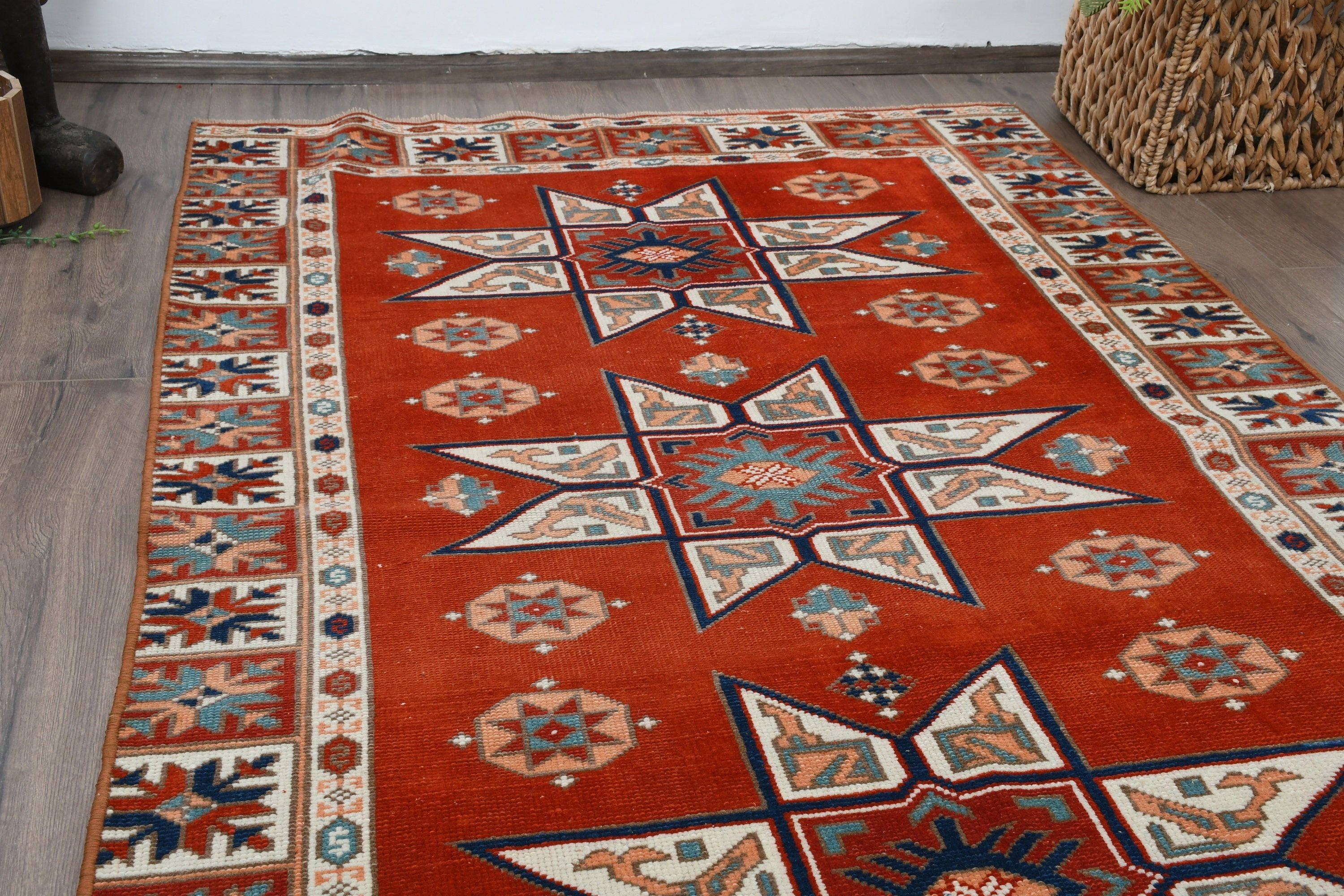 Vintage Rugs, Bright Rugs, Kitchen Rug, Bedroom Rug, Orange Anatolian Rugs, Turkish Rugs, Oushak Rug, Anatolian Rug, 3.5x5.7 ft Accent Rug