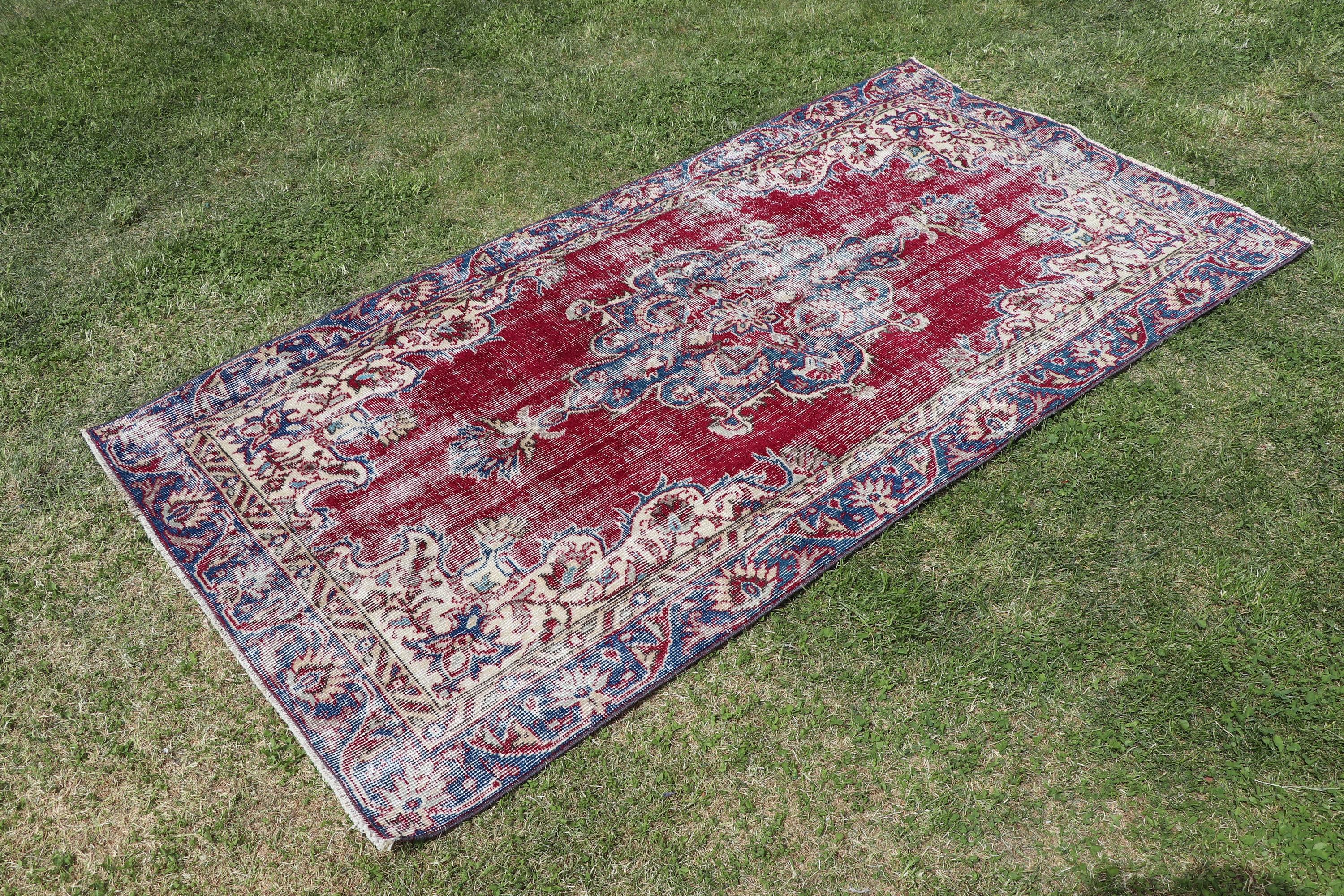 Decorative Rugs, Vintage Rugs, Turkish Rugs, Tribal Rug, Wool Rugs, 3.3x6.4 ft Accent Rugs, Red Moroccan Rug, Moroccan Rug, Bedroom Rugs