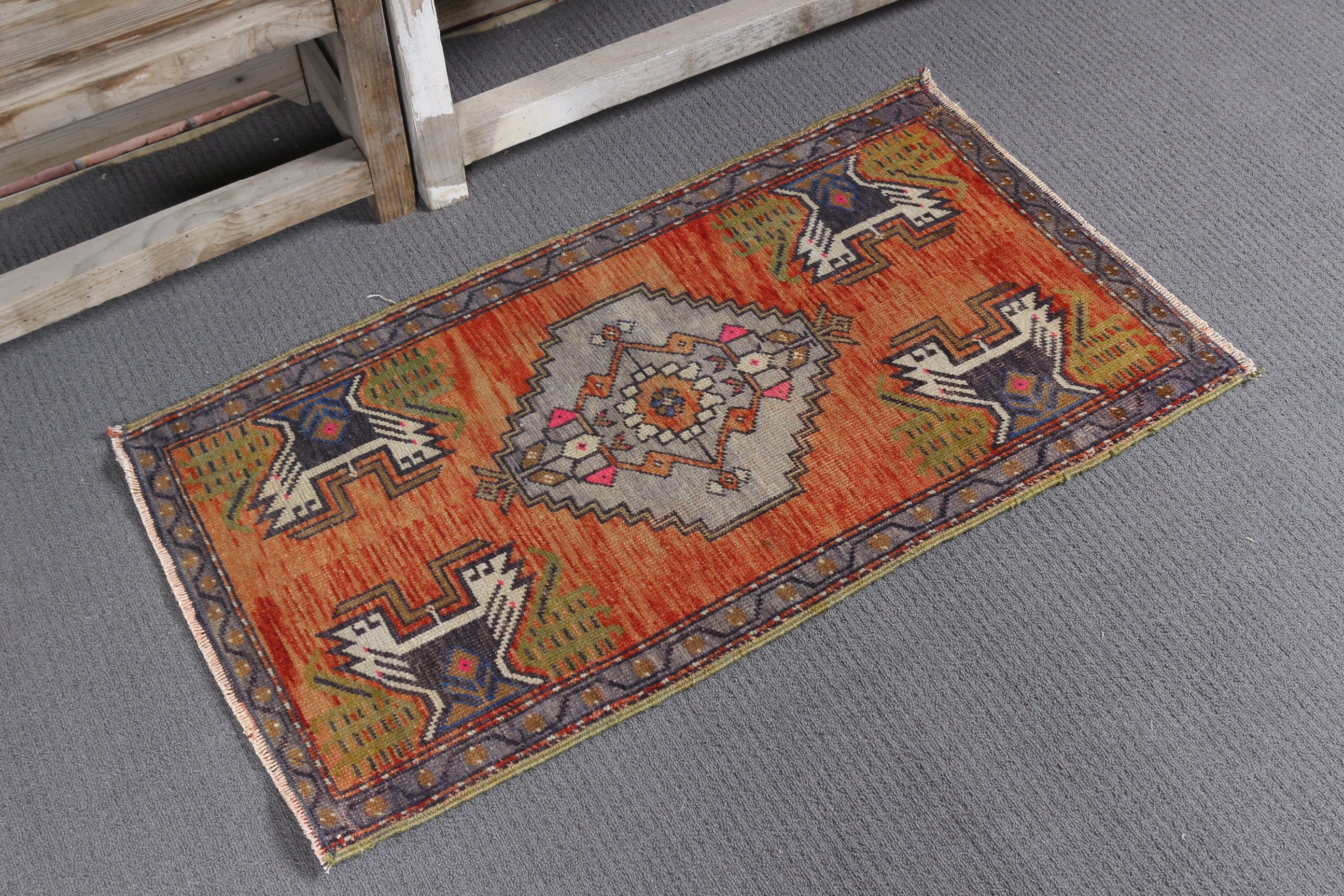 Pale Rug, Orange Oriental Rug, Bedroom Rug, Car Mat Rug, Wall Hanging Rug, Turkish Rug, 1.7x3.1 ft Small Rug, Vintage Rug