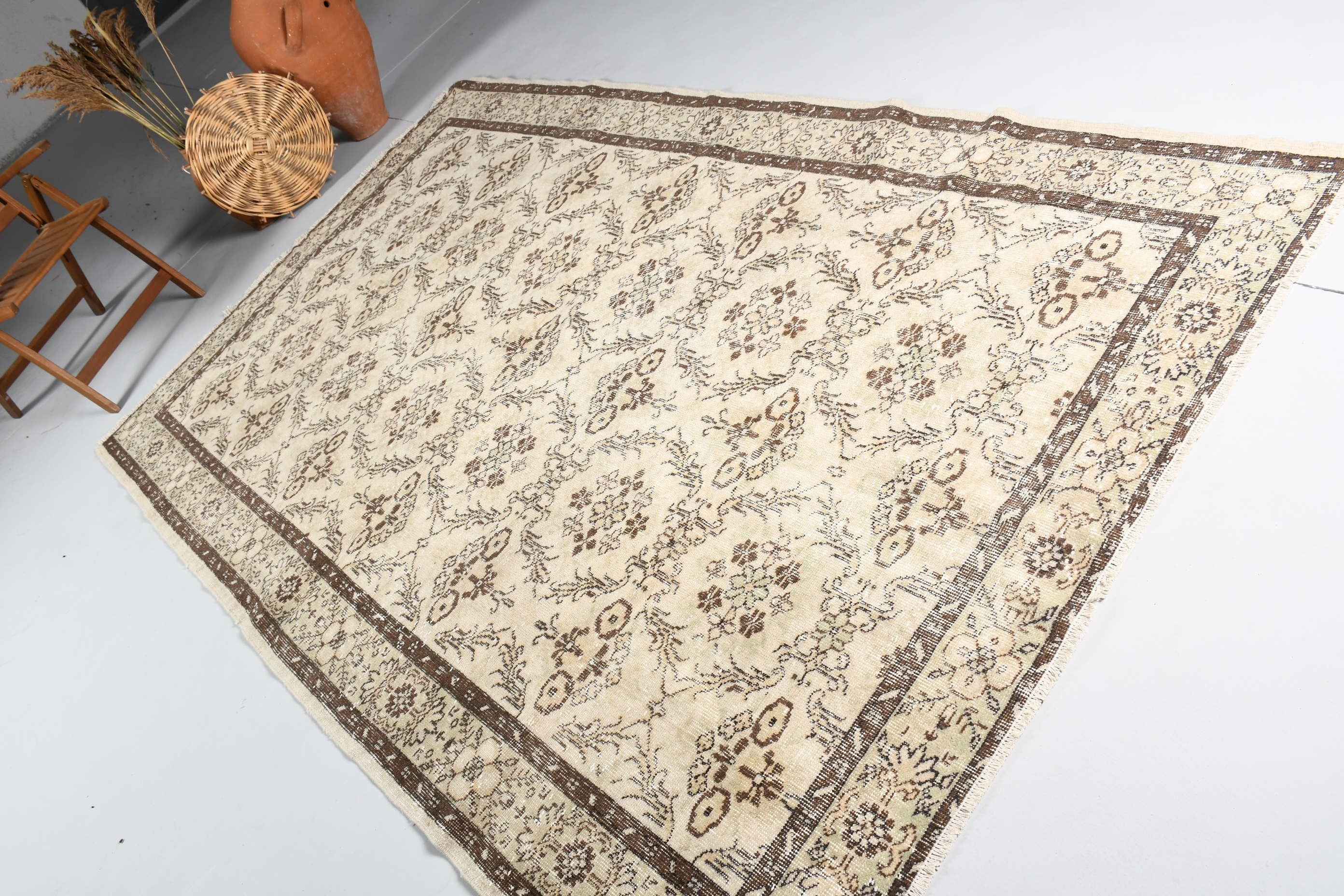 Beige Moroccan Rug, Oushak Rug, Living Room Rug, Cool Rugs, 5.7x9.1 ft Large Rug, Bedroom Rug, Turkish Rugs, Vintage Rugs, Boho Rug