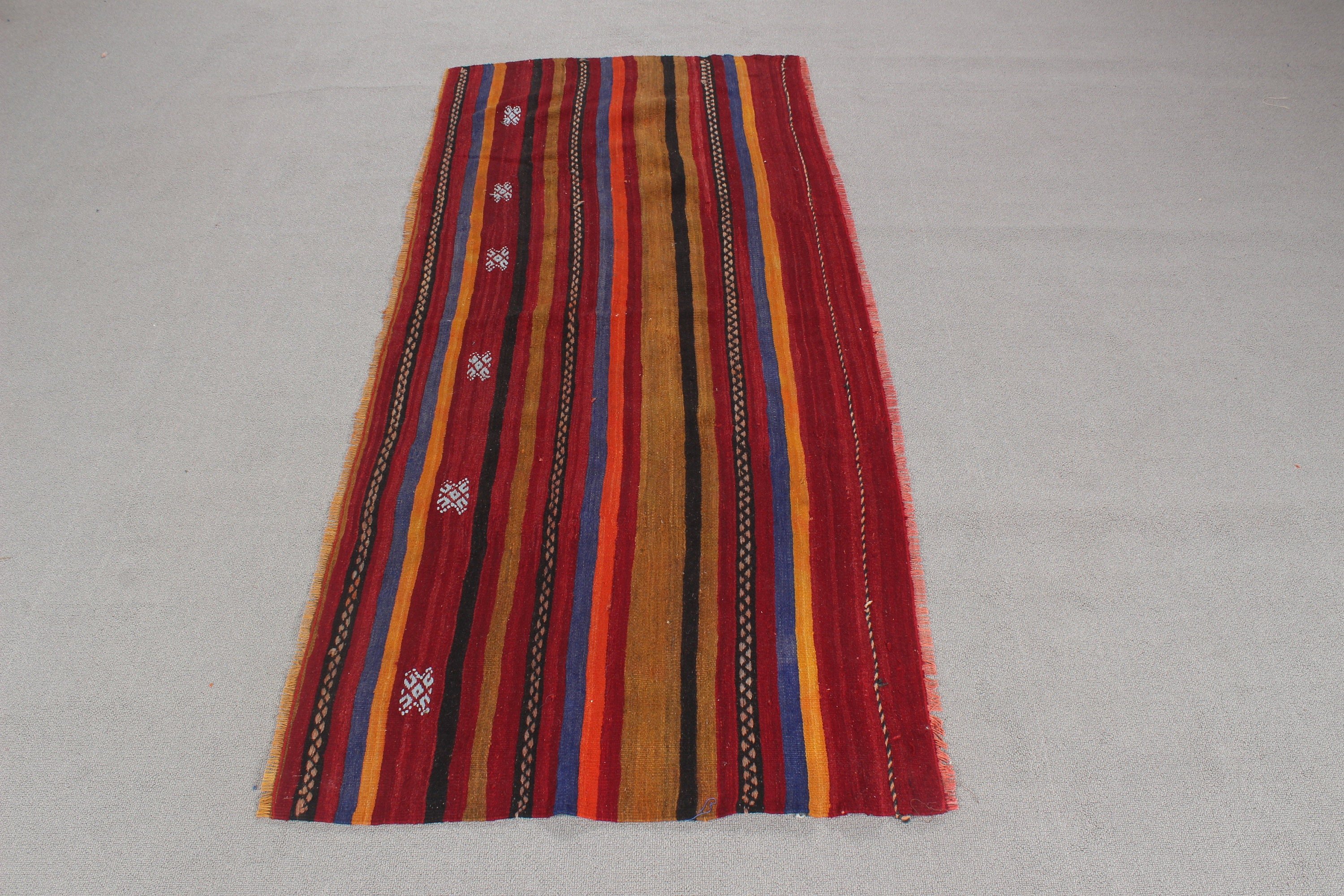 Türk Halısı, Küçük Boho Halıları, Lüks Halı, Modern Halılar, Kırmızı 2.6x5.6 ft Küçük Halılar, Küçük Alan Halısı, Vintage Halı, Kilim