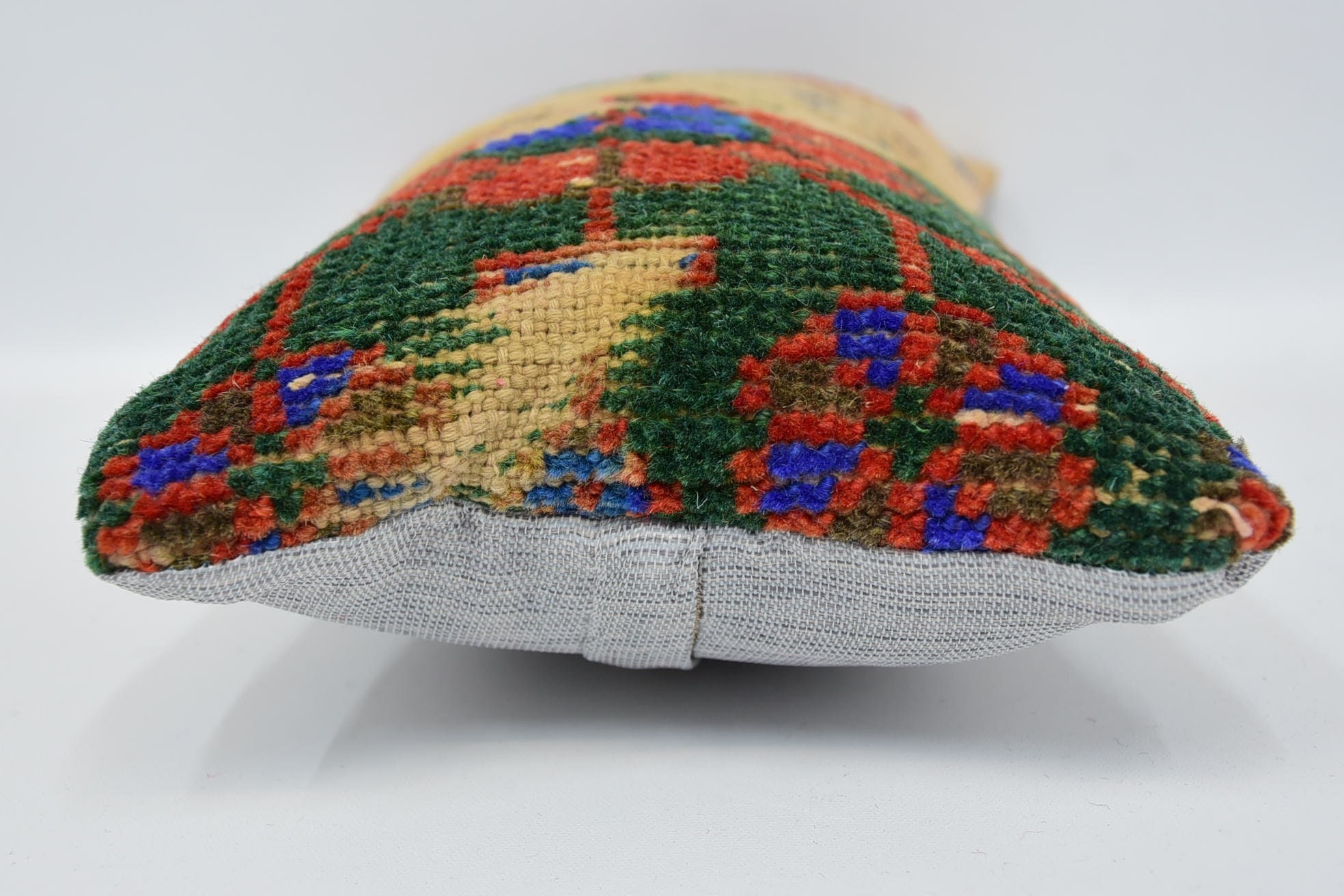 Bolster Kırlent Kılıfı, Ev Dekor Yastık, 8"x16" Yeşil Yastık, Kilim Minder Sham, Boho Yastık, Türk Halıları Yastık Kılıfı