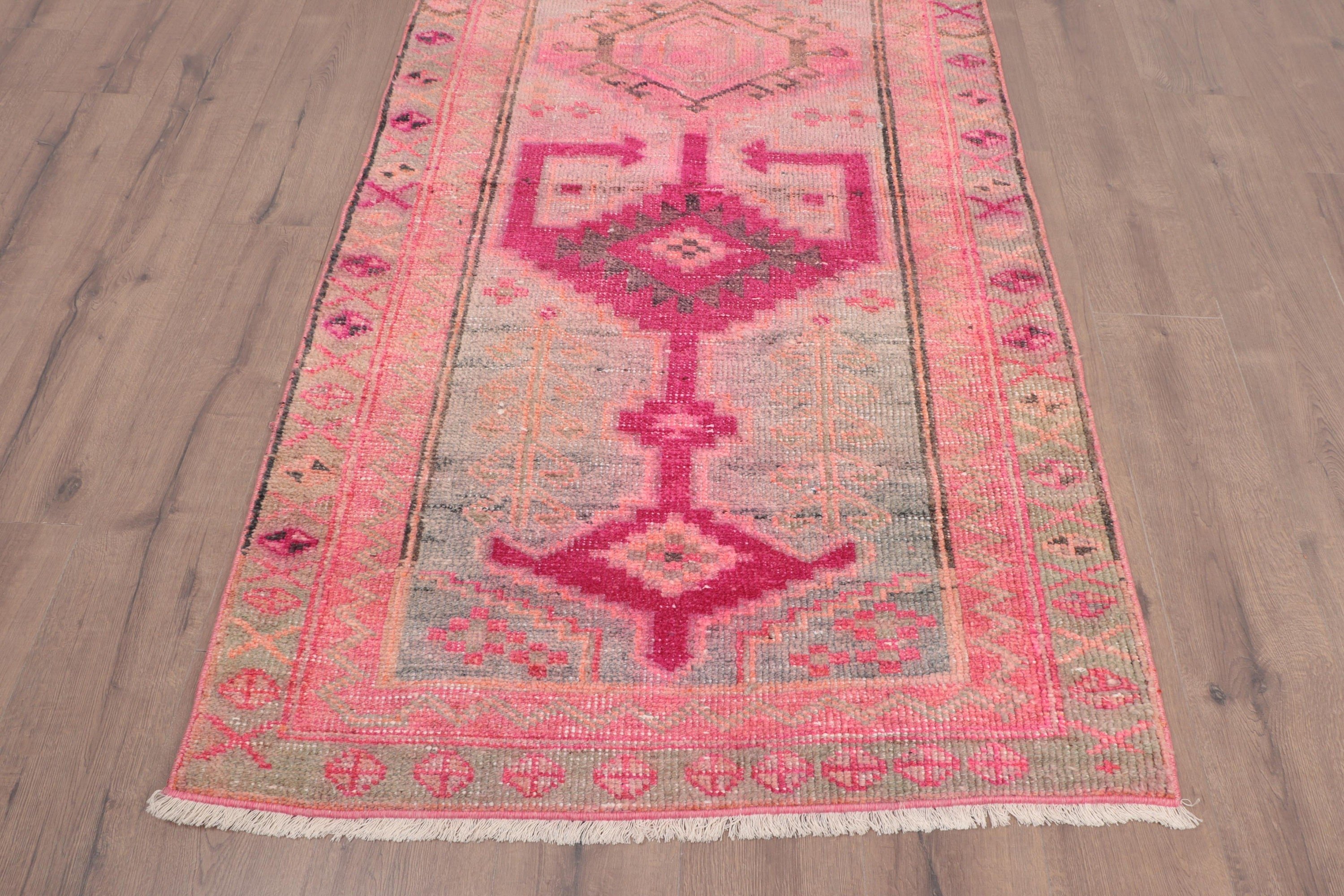 Merdiven Halıları, 3.6x9.6 ft Yolluk Halısı, Türk Halısı, Etnik Halı, Koridor Halıları, El Dokuma Halıları, Vintage Halı, Anadolu Halısı, Pembe Yatak Odası Halıları