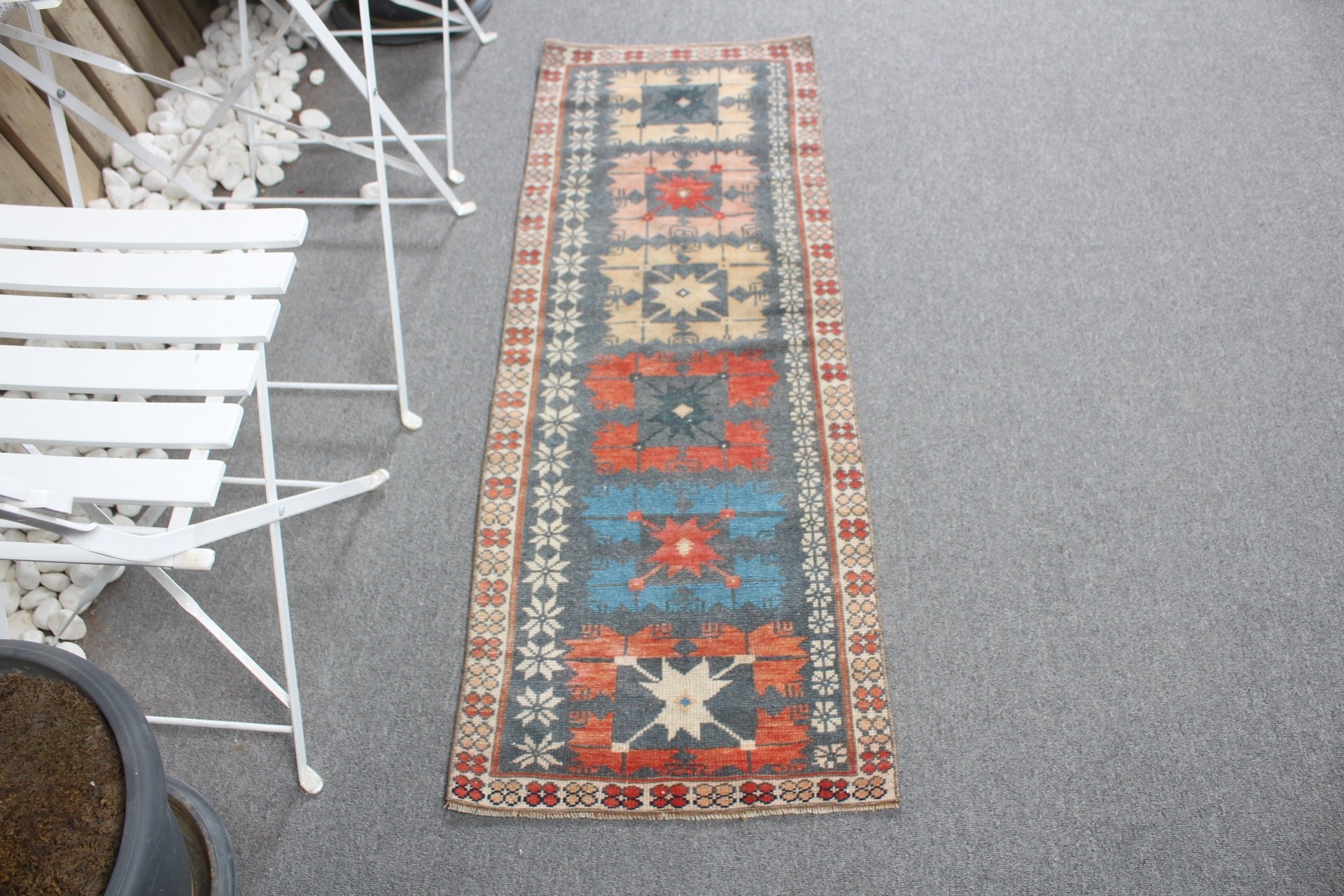 Vintage Rug, Entry Rugs, Oriental Rug, Floor Rug, Rugs for Car Mat, 1.7x4.6 ft Small Rug, Gray Home Decor Rug, Turkish Rugs, Bedroom Rugs