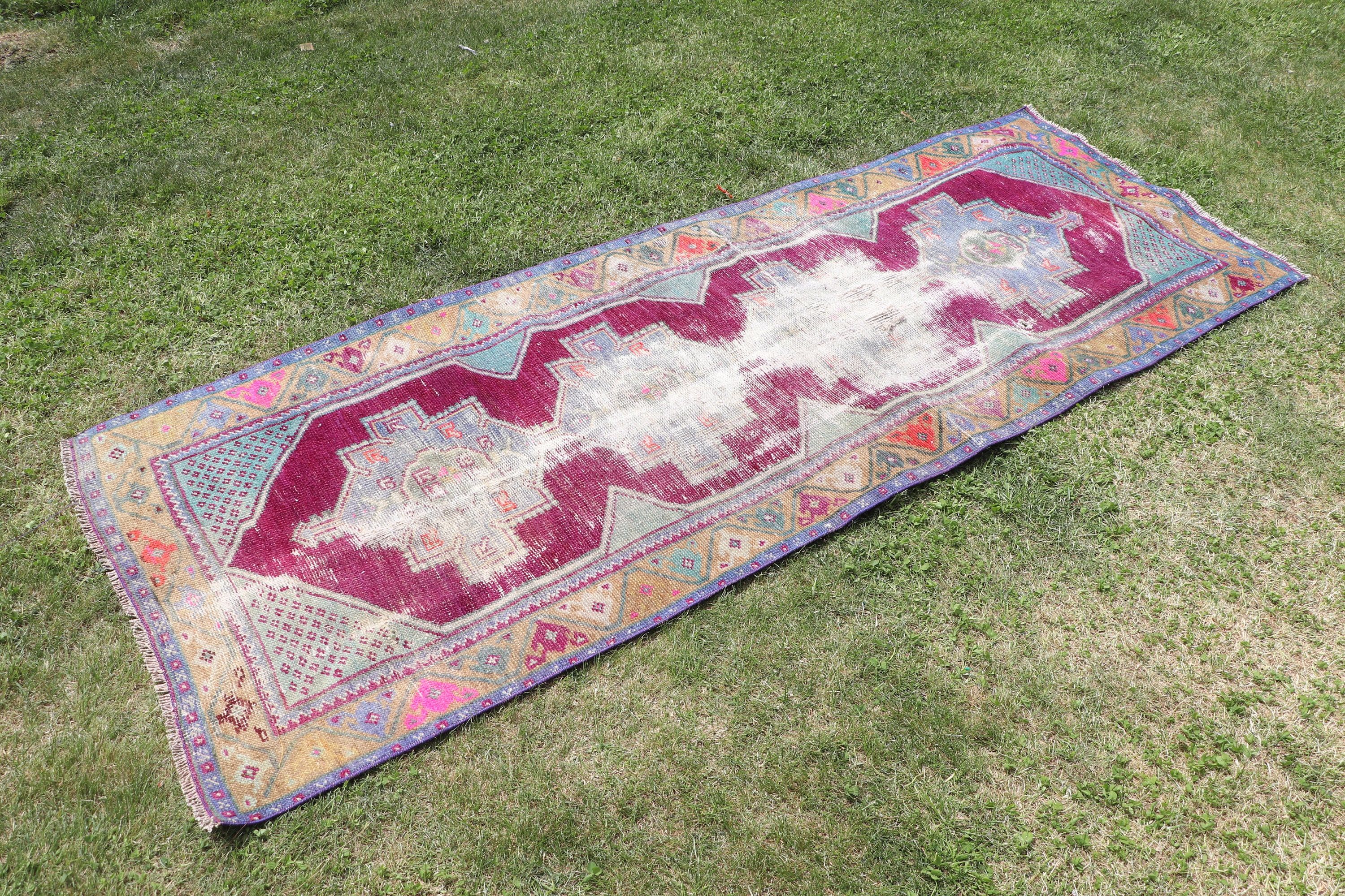 Oryantal Halılar, Uzun Yolluk Halı, Vintage Halı, Mor Oryantal Halı, Yün Halı, Vintage Runner Halıları, Türk Halısı, 2,7x7,4 ft Runner Halıları