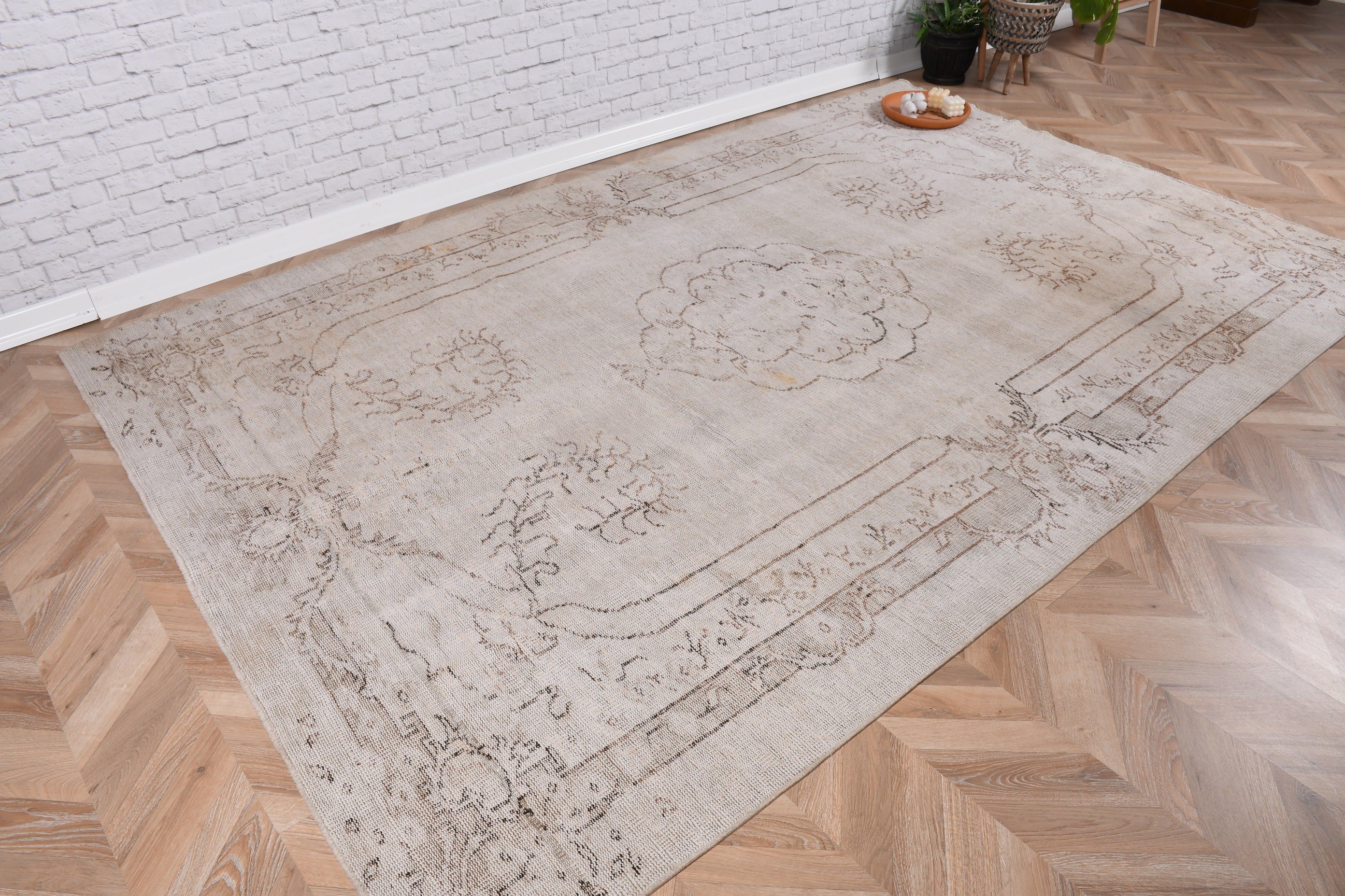 Bedroom Rug, Beige Moroccan Rug, Oushak Rugs, 6.2x9.6 ft Large Rugs, Dining Room Rug, Vintage Rugs, Home Decor Rugs, Boho Rugs, Turkish Rug