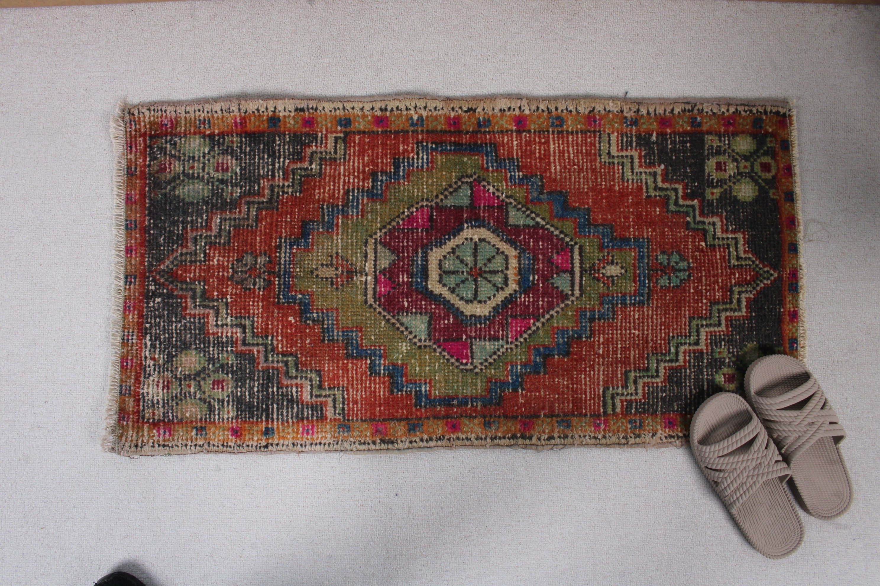 1.5x3 ft Küçük Halılar, Paspas Halıları, Boho Halıları, Vintage Halı, El Yapımı Halı, Küçük Vintage Halı, Kırmızı Yatak Odası Halısı, Türk Halısı, Düz Dokuma Halılar