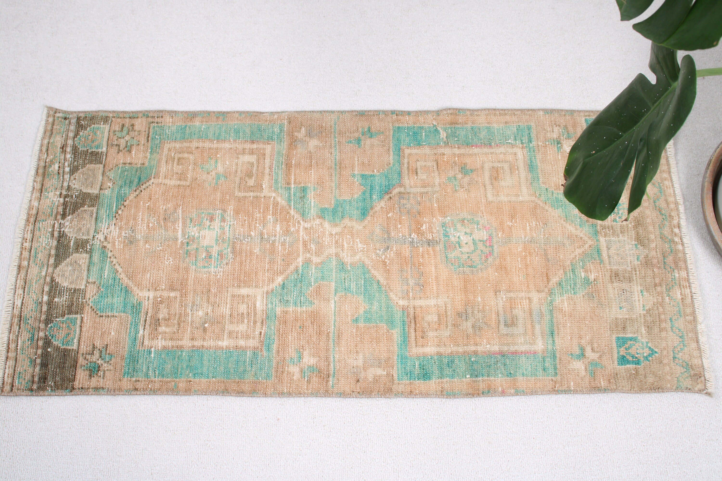 Vintage Rugs, 1.6x3.4 ft Small Rug, Kitchen Rugs, Door Mat Rug, Nursery Rugs, Rugs for Kitchen, Green Wool Rug, Antique Rug, Turkish Rugs