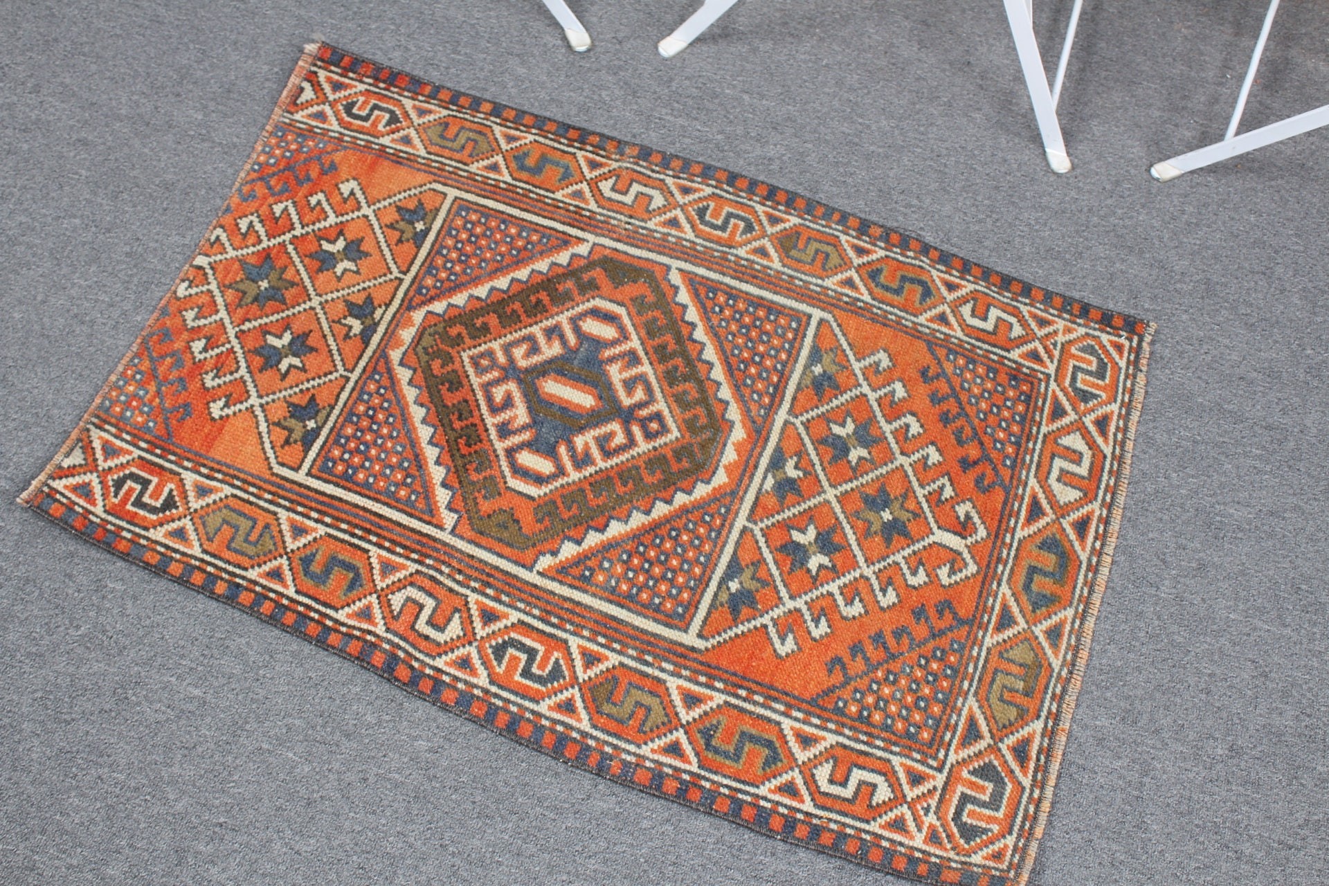 Wall Hanging Rugs, Home Decor Rug, Kitchen Rugs, Vintage Rugs, Rugs for Nursery, 2.1x3 ft Small Rug, Orange Bedroom Rug, Turkish Rug