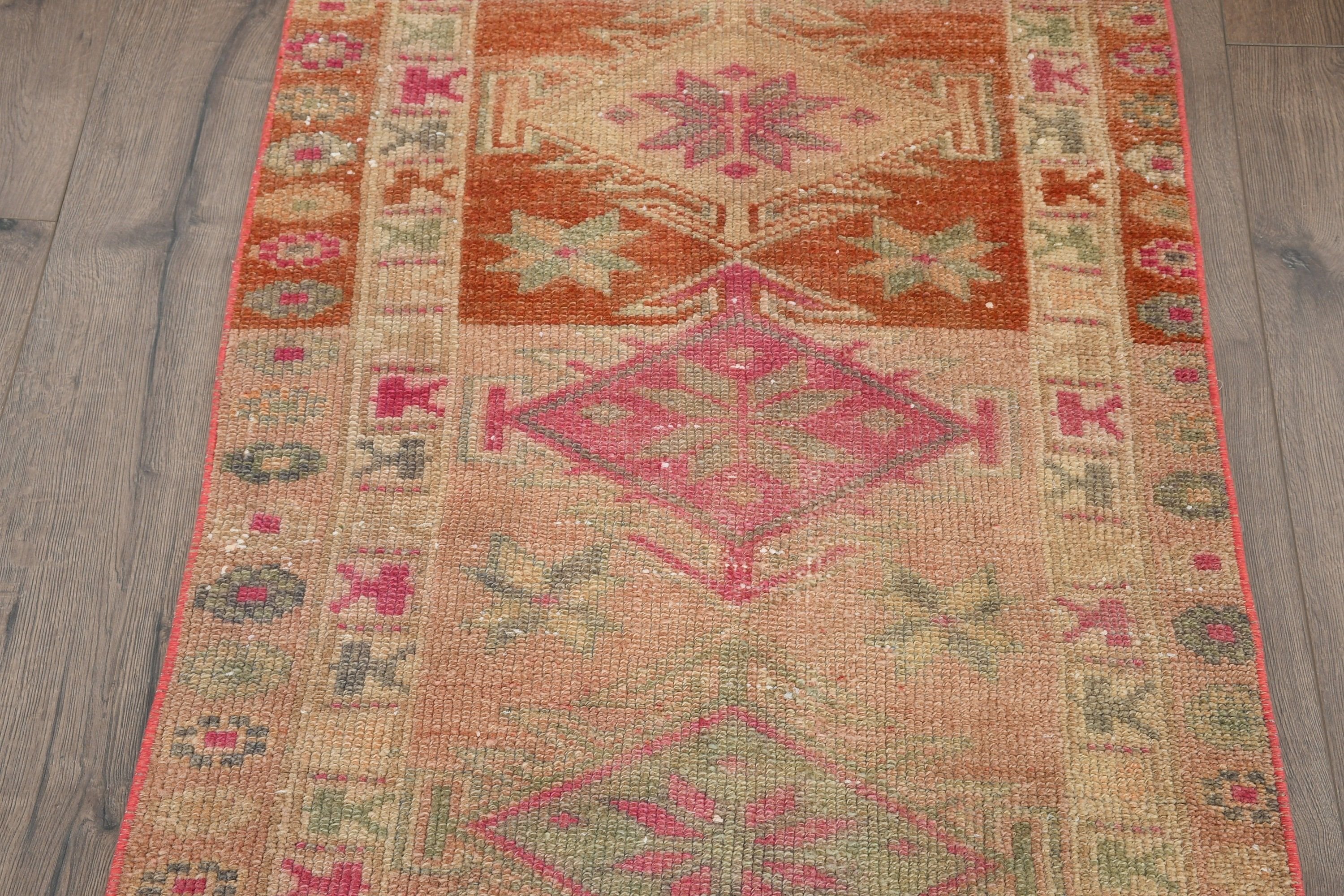 Antique Rug, Vintage Rugs, Hallway Rug, Orange Oriental Rug, Rugs for Runner, 2.5x7.6 ft Runner Rug, Turkish Rugs, Wool Rug, Kitchen Rugs