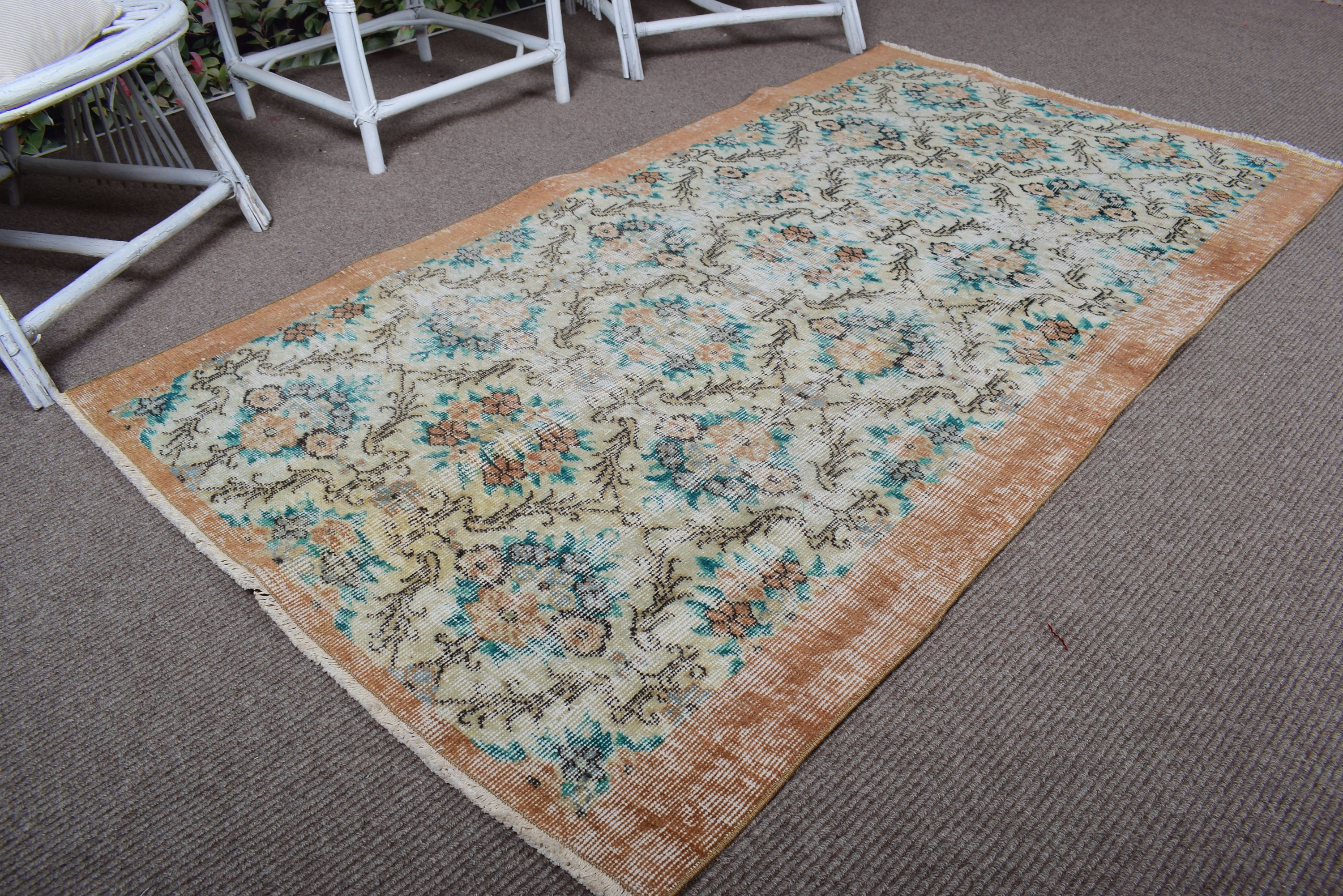 Floor Rug, 3.5x6.2 ft Accent Rugs, Vintage Rug, Bedroom Rugs, Neutral Rug, Turkish Rug, Vintage Accent Rug, Beige Luxury Rug