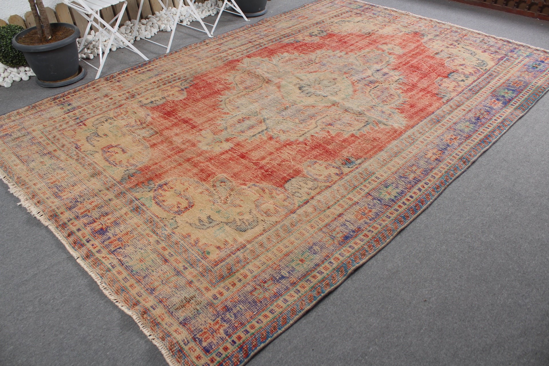 7.1x11.3 ft Oversize Rug, Vintage Rug, Oriental Rug, Red Cool Rug, Dining Room Rug, Rugs for Salon, Salon Rugs, Turkish Rugs, Bedroom Rugs