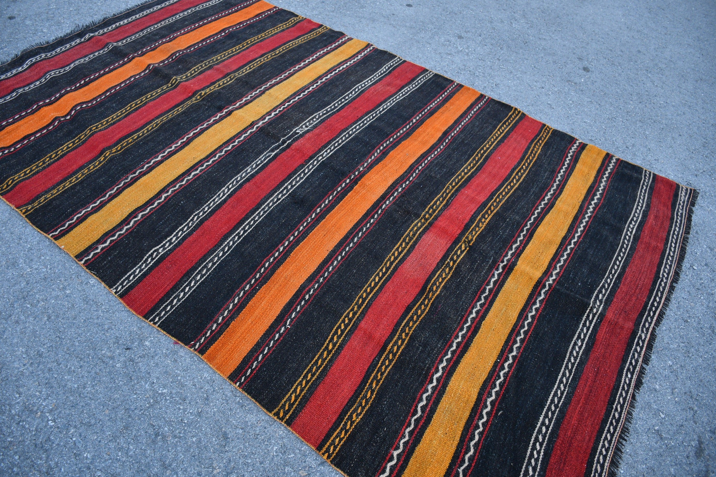 Living Room Rug, Turkish Rug, Kilim, 5.6x8.6 ft Large Rugs, Anatolian Rugs, Yellow Oriental Rug, Kitchen Rugs, Vintage Rug, Bedroom Rug