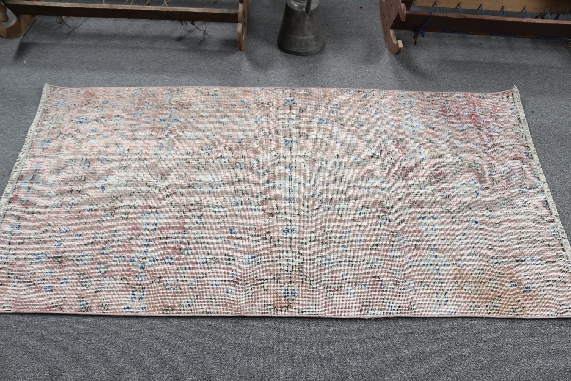 Nursery Rug, 3x5.8 ft Accent Rug, Boho Rug, Rugs for Nursery, Entry Rugs, Antique Rug, Turkish Rugs, Vintage Rug, Pink Wool Rug, Wool Rug