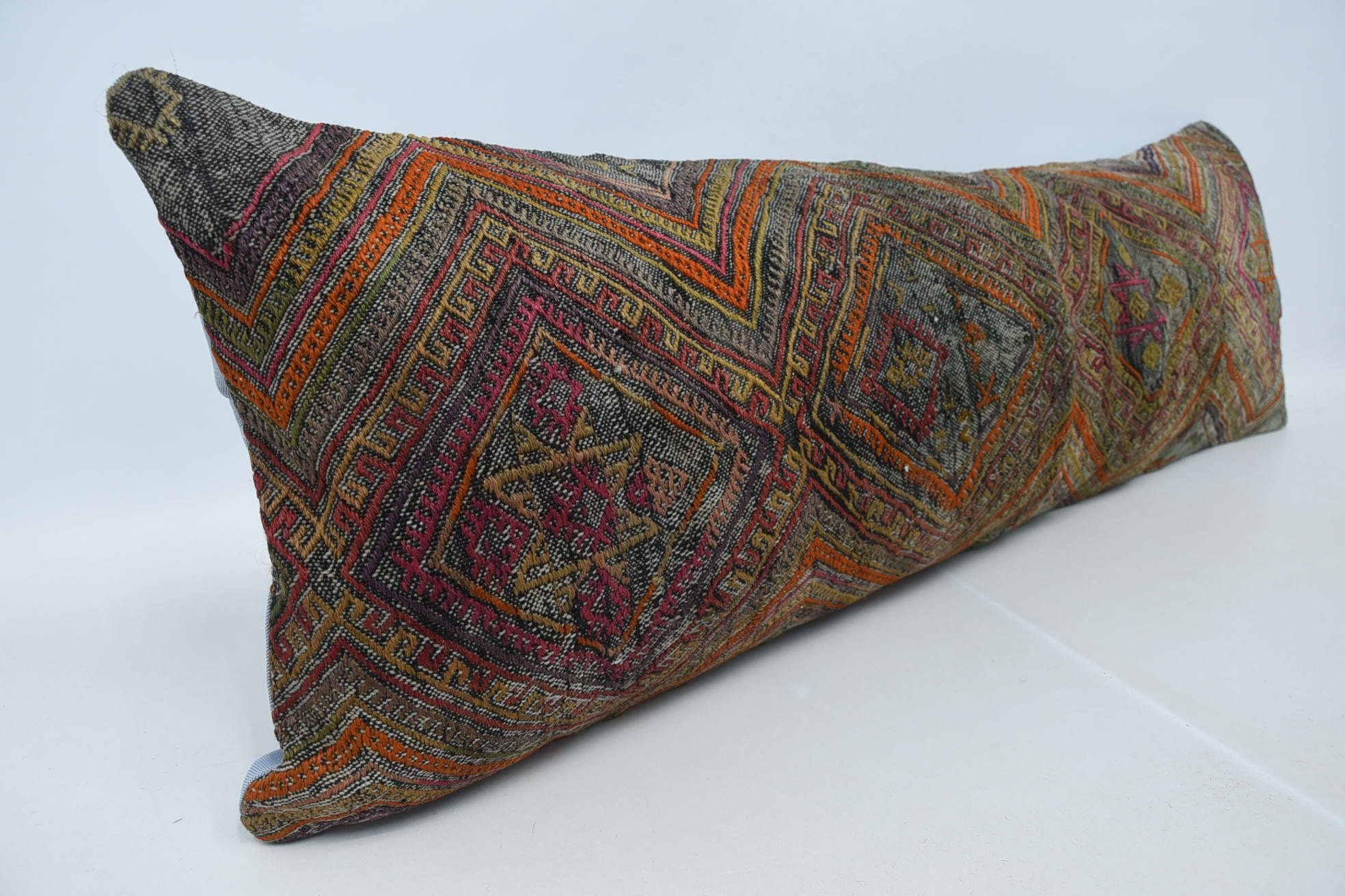 Christmas Cushion Cover, Pillow for Couch, Gift Pillow, Handmade Pillow Case, 16"x48" Red Pillow, Kilim Pillow