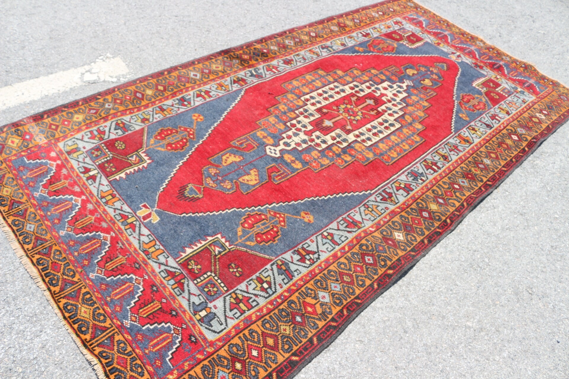 Red Cool Rug, Vintage Rug, Oriental Rugs, Bedroom Rug, 4.8x9.3 ft Large Rug, Large Wool Rug Rugs, Dining Room Rugs, Wool Rug, Turkish Rugs