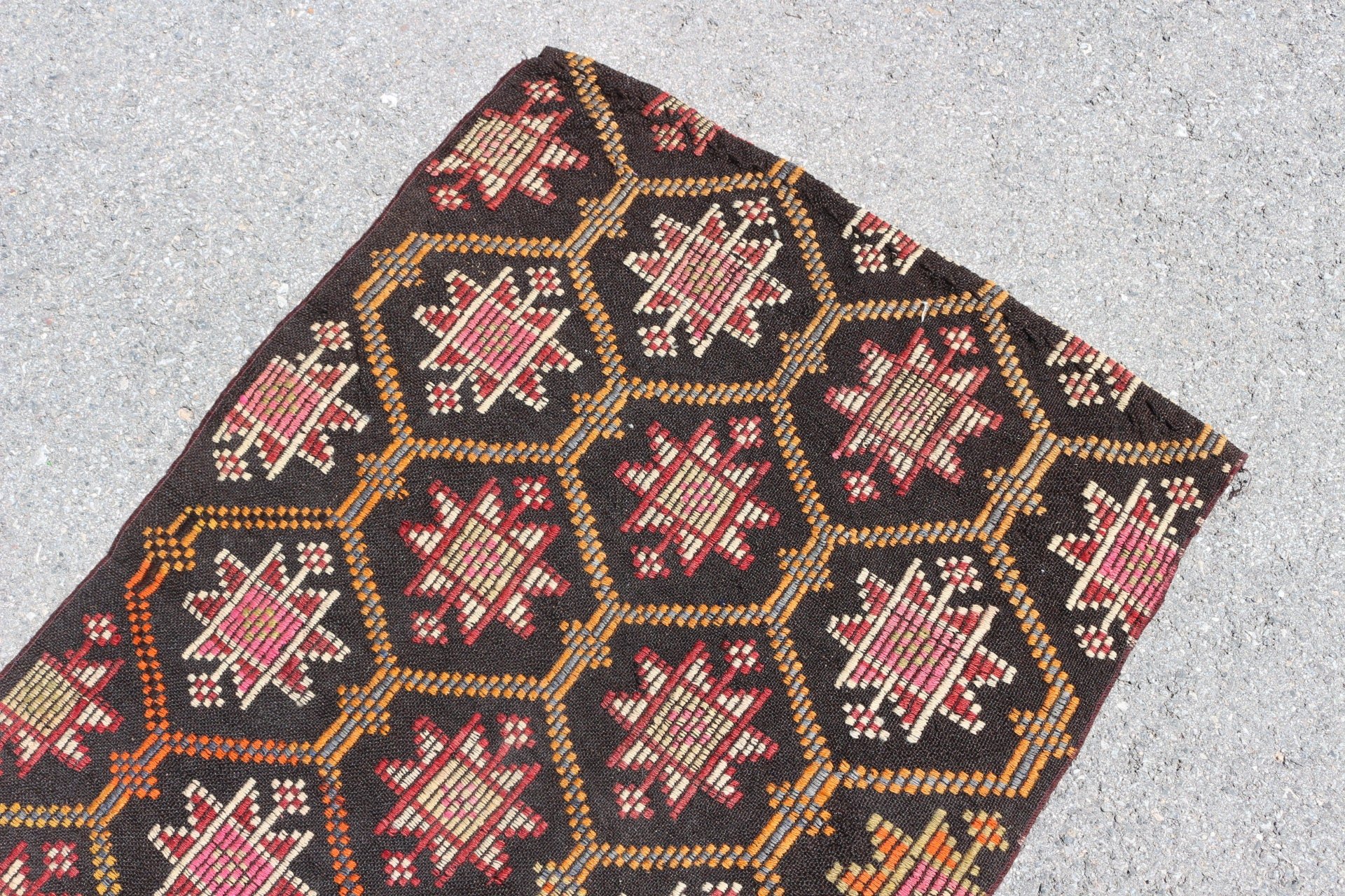 Cool Halı, 2.6x4.2 ft Küçük Halı, Kilim, Siyah Yün Halı, Ev Dekorasyonu Halısı, Parlak Halı, Vintage Halı, Duvara Asılı Halı, Türk Halısı, Banyo Halısı