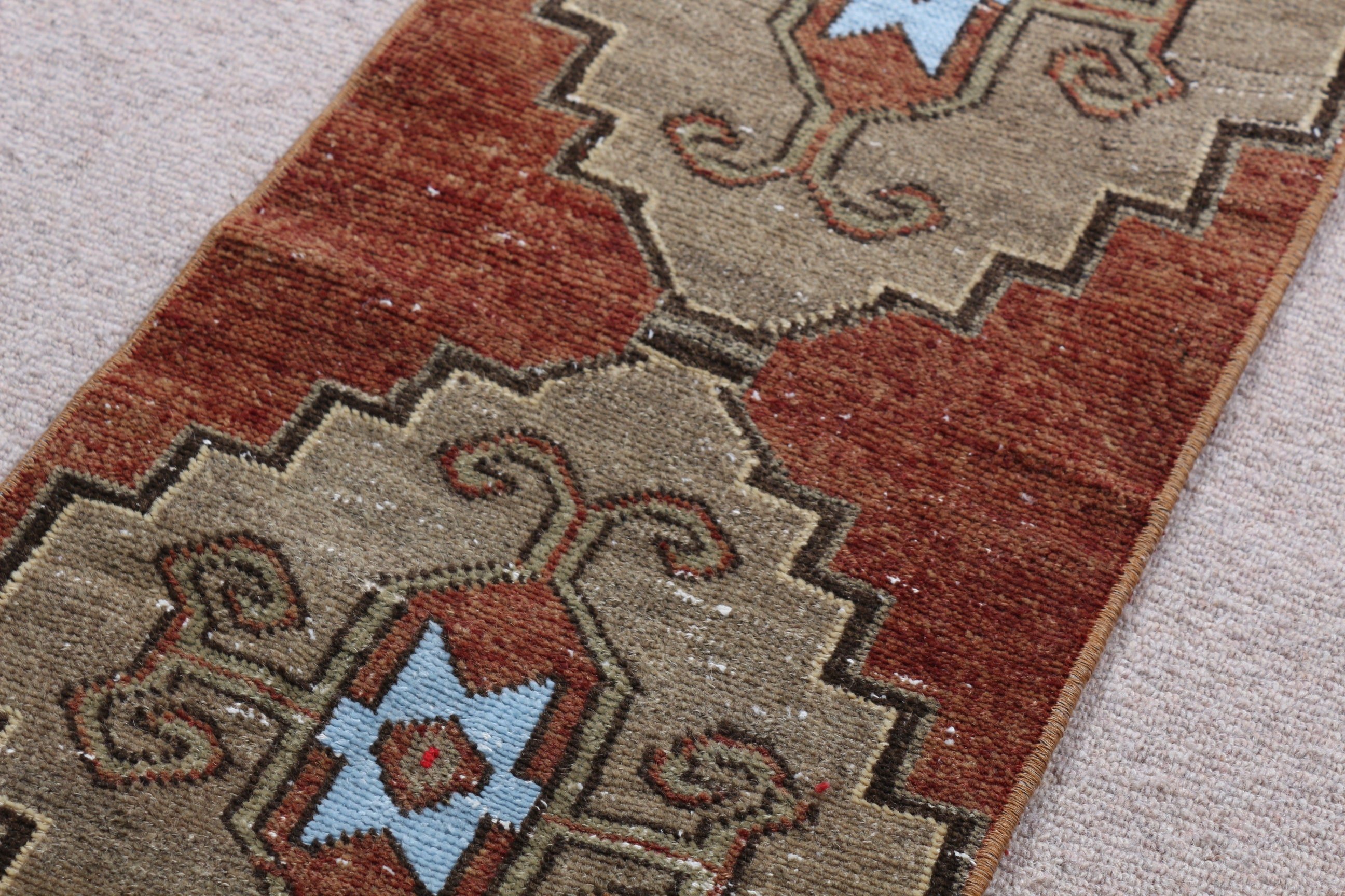 1.3x3.1 ft Small Rugs, Wool Rug, Oushak Rug, Kitchen Rug, Rugs for Kitchen, Door Mat Rugs, Vintage Rugs, Beige Wool Rug, Turkish Rugs