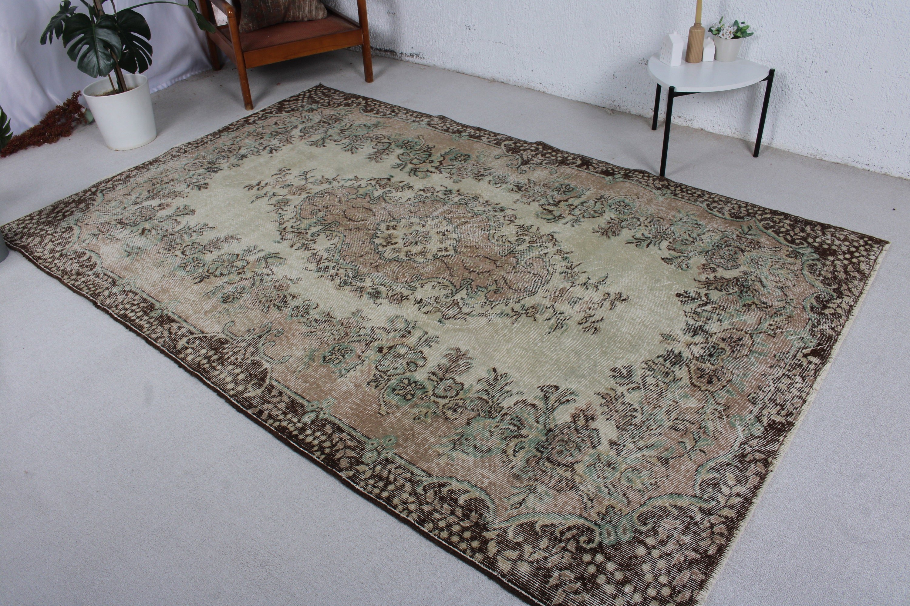 5.8x8.8 ft Büyük Halılar, Kahverengi Soğuk Halı, Oturma Odası Halıları, Vintage Halılar, Türk Halıları, Fas Halısı, Anadolu Halıları, Dış Mekan Halısı, Salon Halısı