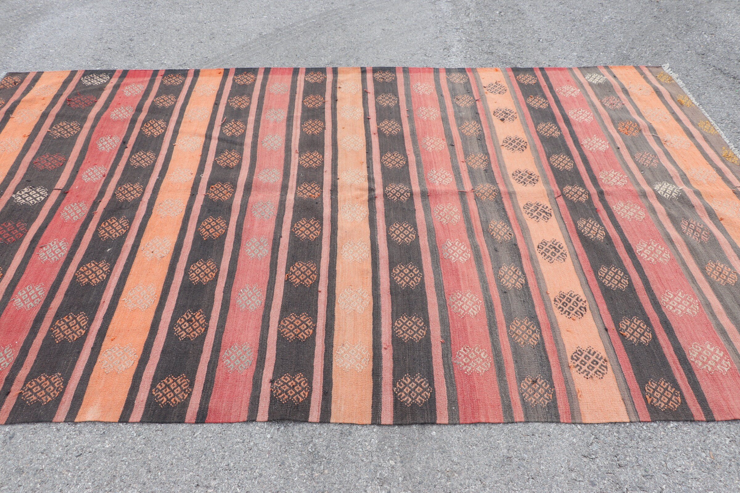 Rugs for Dining Room, Vintage Rug, Kilim, Oushak Rug, Salon Rug, 5.4x9.5 ft Large Rug, Orange Bedroom Rug, Turkish Rug