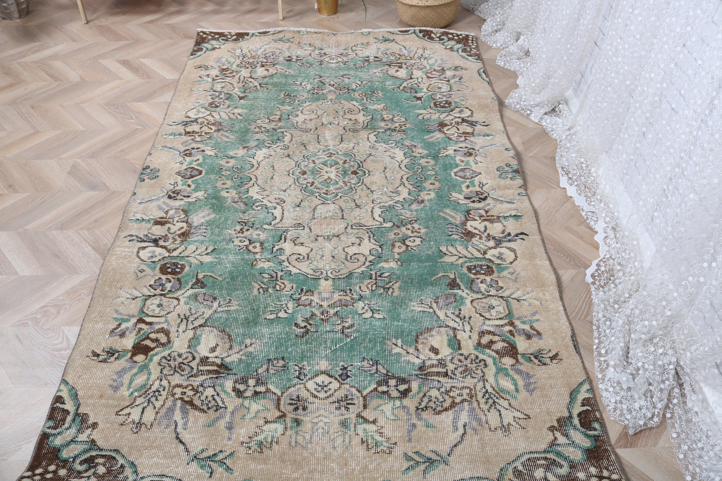 Türk Halıları, Vintage Halı, Boho Halıları, Çocuk Halıları, 4,4x7,3 ft Alan Halıları, Yatak Odası Halıları, Oturma Odası Halısı, Kahverengi Açıklama Halısı