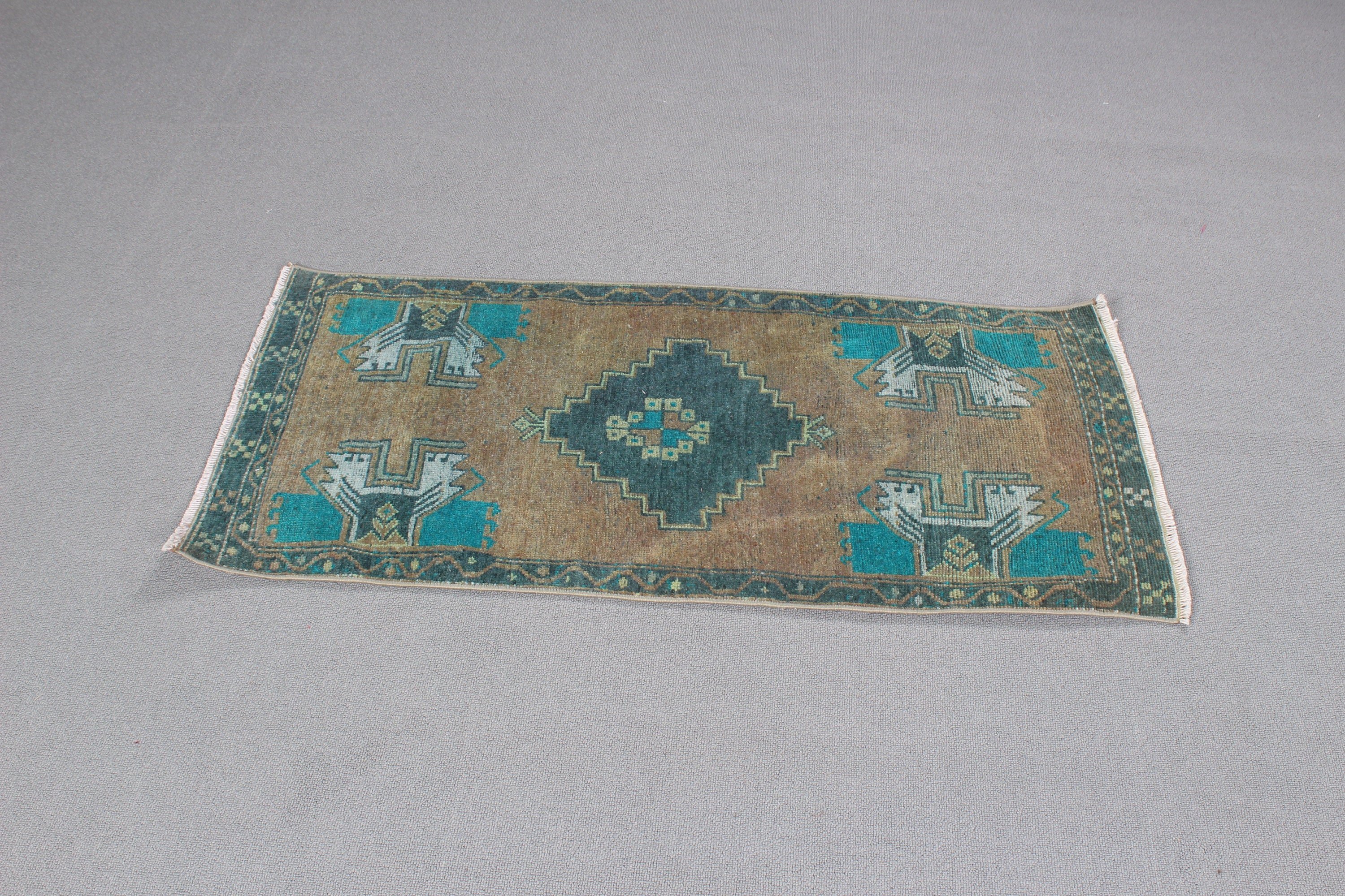 1.7x3.7 ft Small Rugs, Green Oriental Rug, Entry Rug, Modern Rug, Rugs for Small Boho, Turkish Rug, Vintage Rug, Floor Rugs, Car Mat Rug