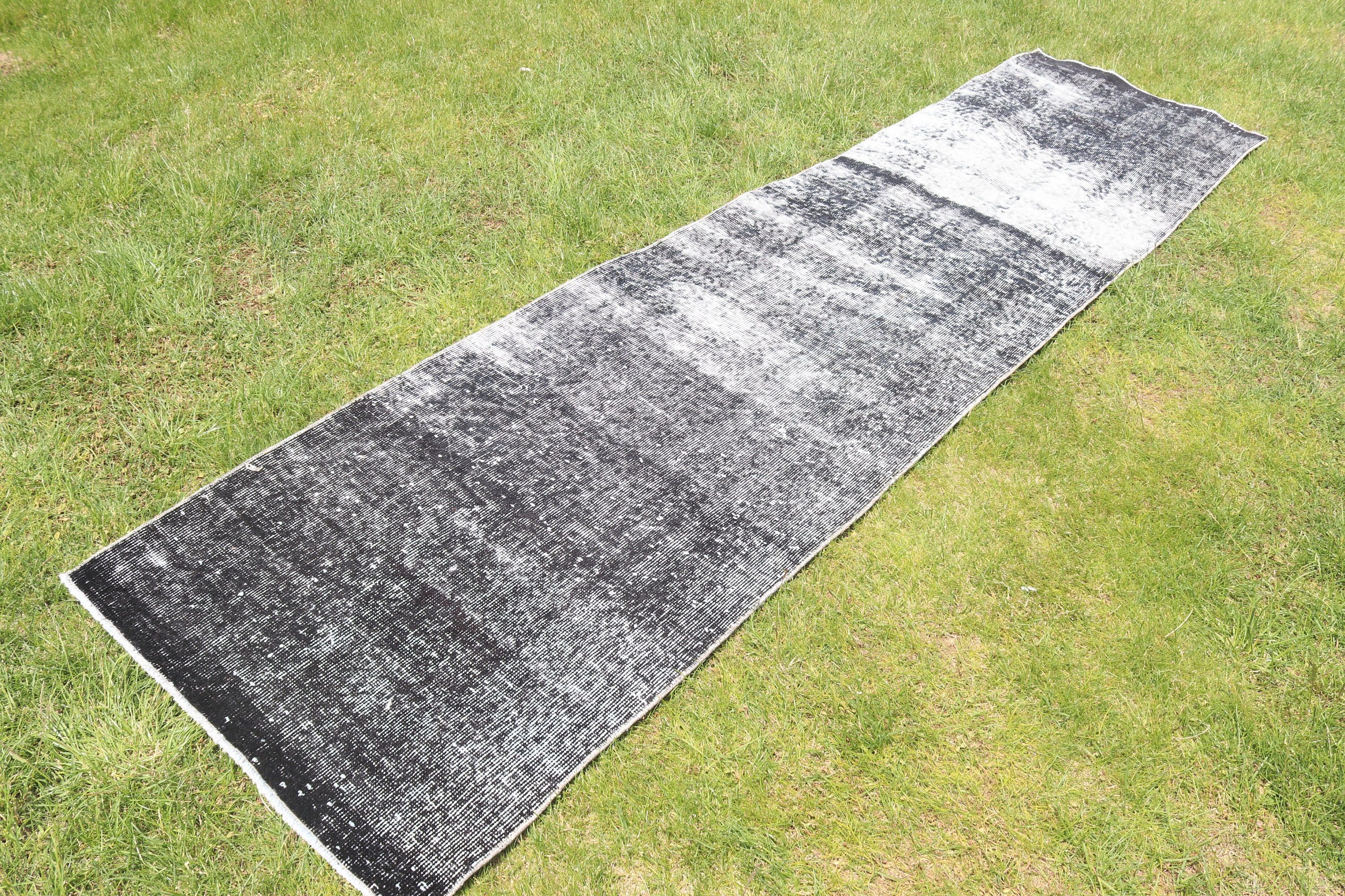 Rugs for Stair, Neutral Rug, Wool Rug, Vintage Rug, Gray Wool Rug, Vintage Runner Rug, 2.5x10.2 ft Runner Rug, Corridor Rug, Turkish Rug