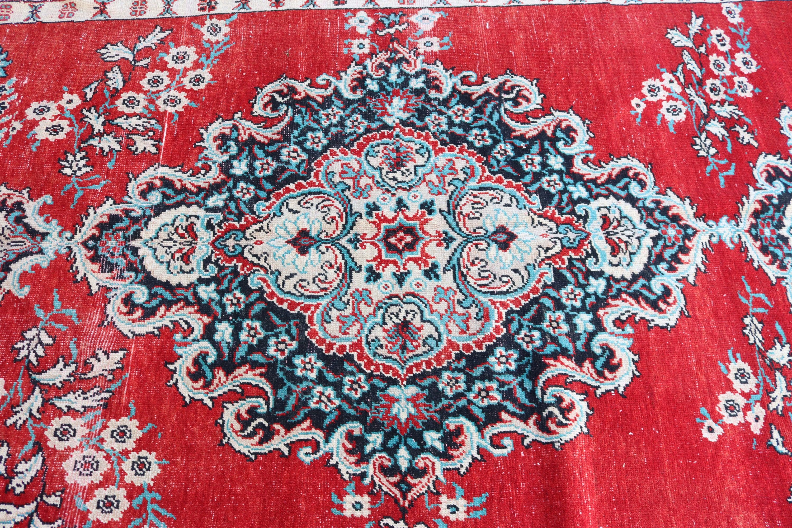 Vintage Halılar, Kırmızı Oryantal Halı, Büyük Oushak Halıları, 5x9.7 ft Büyük Halılar, Oushak Halıları, Bildiri Halısı, Büyük Vintage Halı, Türk Halıları