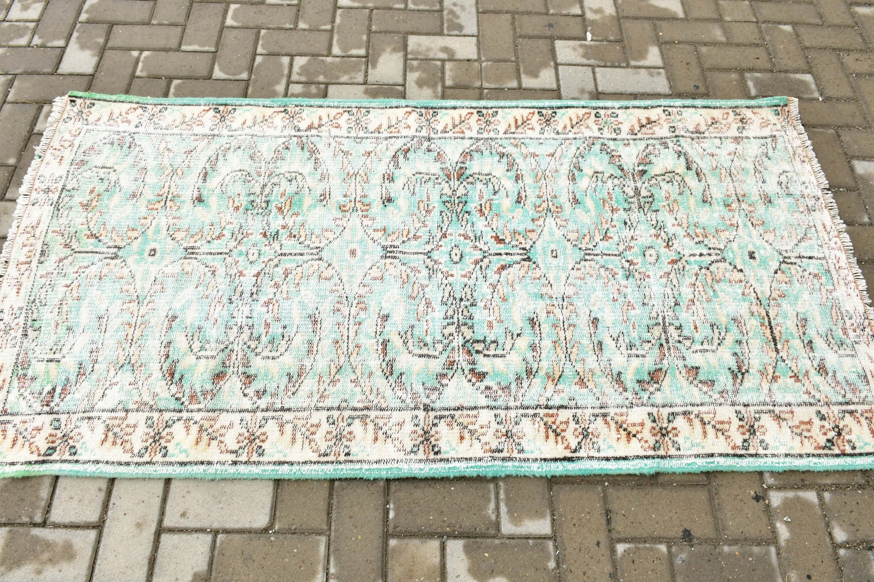 Green Bedroom Rug, Vintage Rug, Rugs for Kitchen, Kitchen Rug, Floor Rug, Anatolian Rug, Turkish Rug, Nursery Rugs, 3.1x6.1 ft Accent Rug