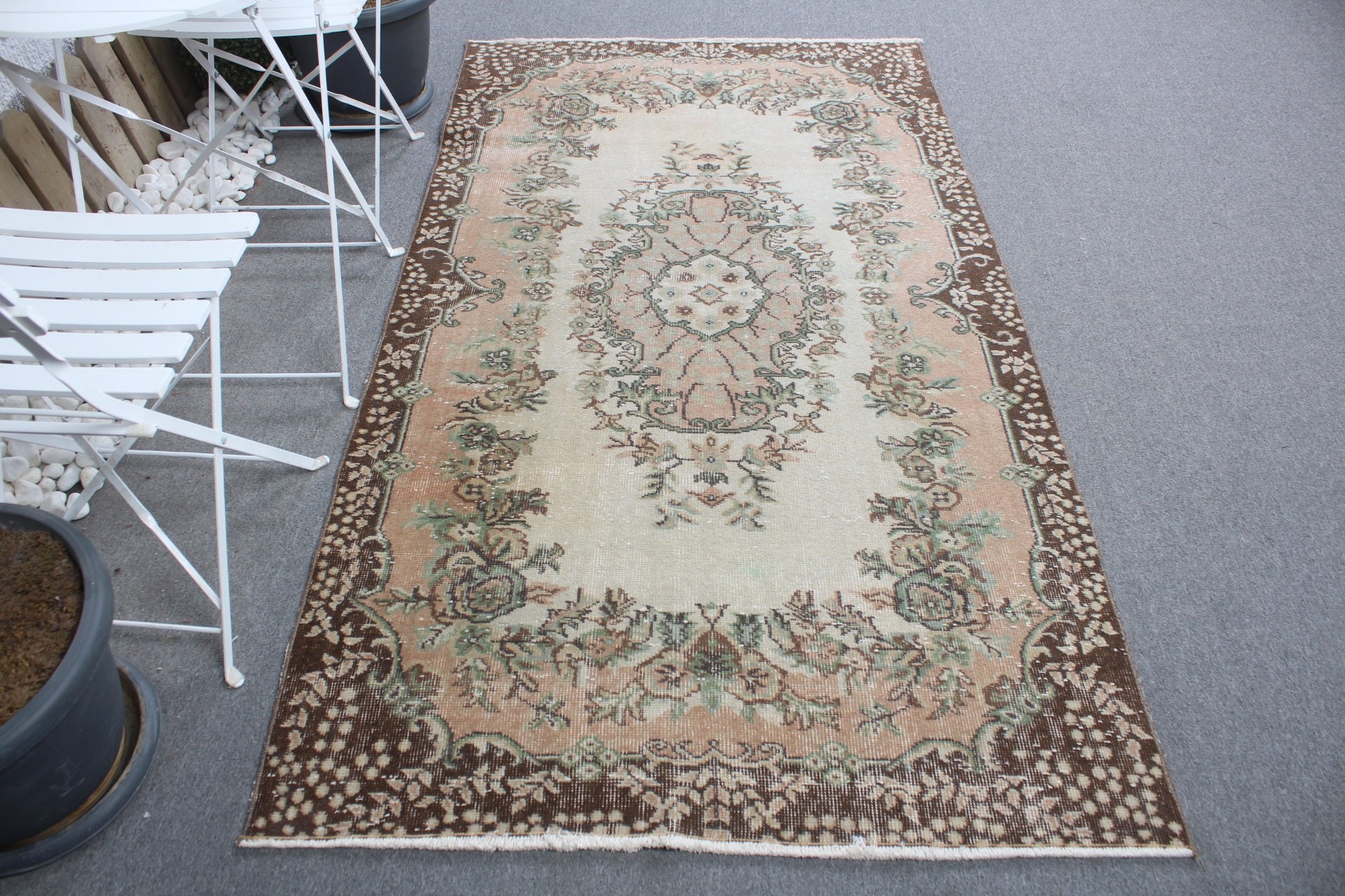 Living Room Rug, Rugs for Dining Room, Vintage Rug, Beige  3.9x7.1 ft Area Rug, Oriental Rug, Turkish Rug