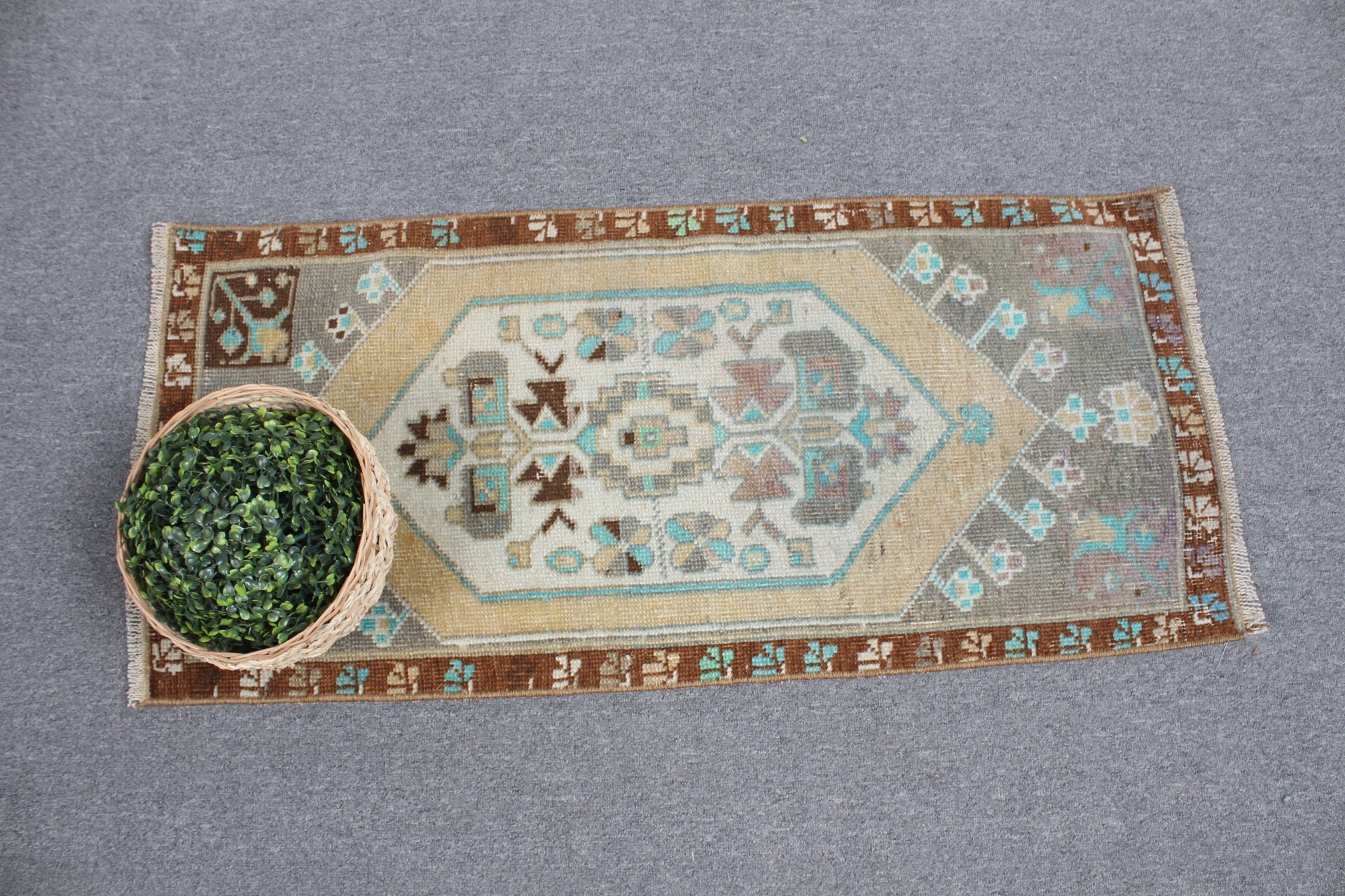 Turkish Rug, Bath Rug, Vintage Rug, Wall Hanging Rugs, Eclectic Rugs, Floor Rug, Green  1.6x3.4 ft Small Rug