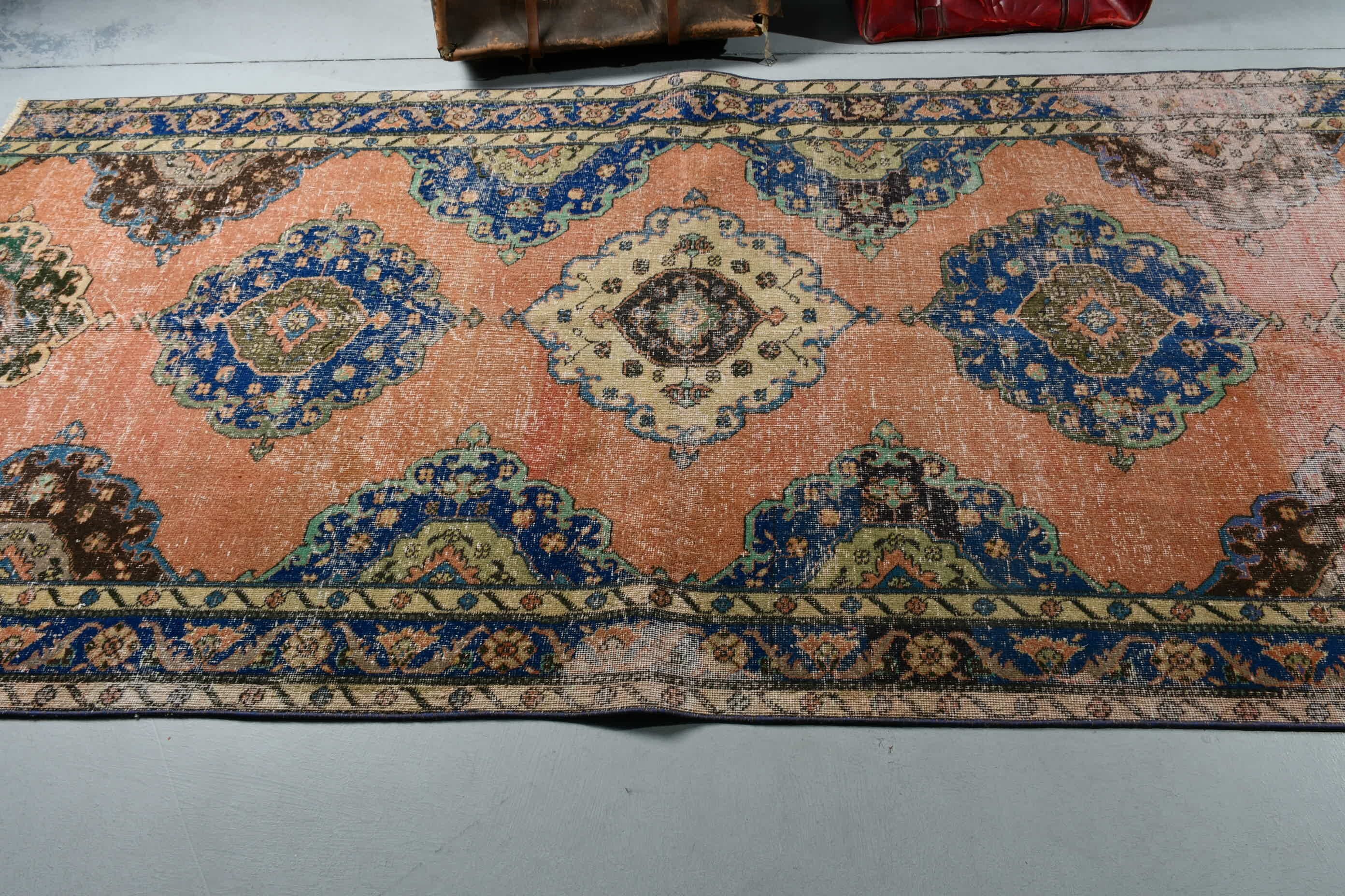 Turuncu Fas Halıları, Yurt Halısı, 4.7x9.7 ft Büyük Halı, Ev Dekor Halısı, Yatak Odası Halısı, Türk Halısı, Yün Halısı, Yemek Odası Halısı, Vintage Halı