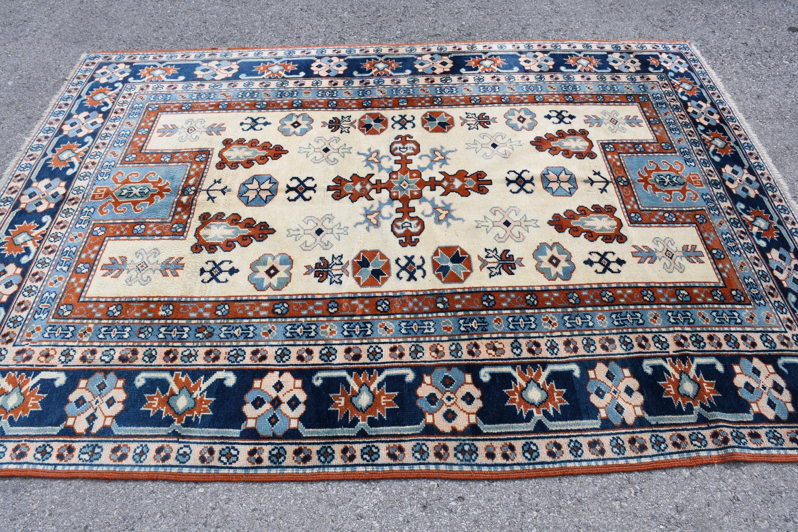 Living Room Rugs, Cool Rug, Turkish Rug, Ethnic Rugs, 5.8x8.2 ft Large Rugs, Dining Room Rugs, Blue Kitchen Rugs, Vintage Rug