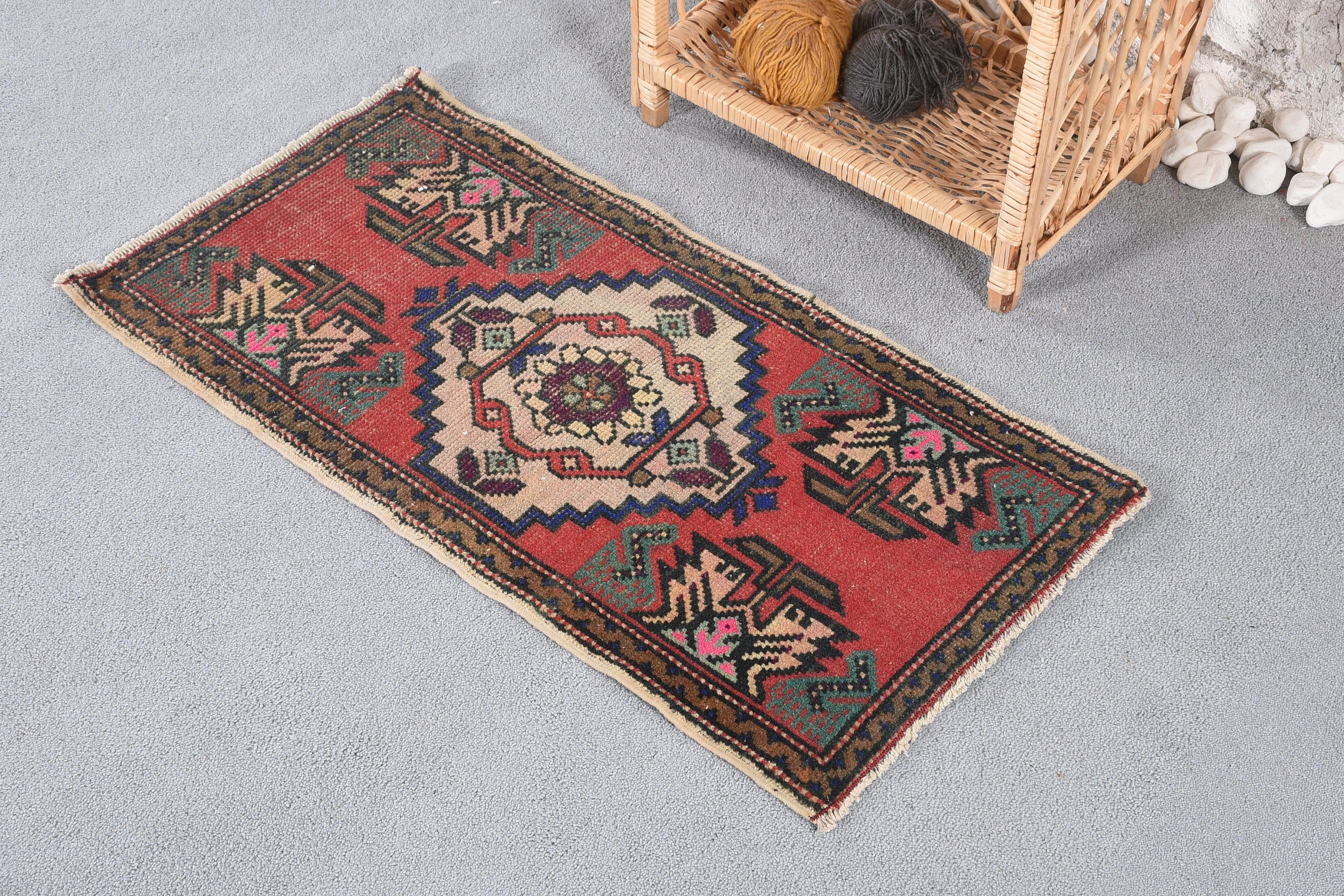 Cool Rugs, Vintage Rug, Moroccan Rug, Red Home Decor Rugs, 1.6x3.1 ft Small Rugs, Bath Rug, Rugs for Door Mat, Turkish Rugs, Door Mat Rugs