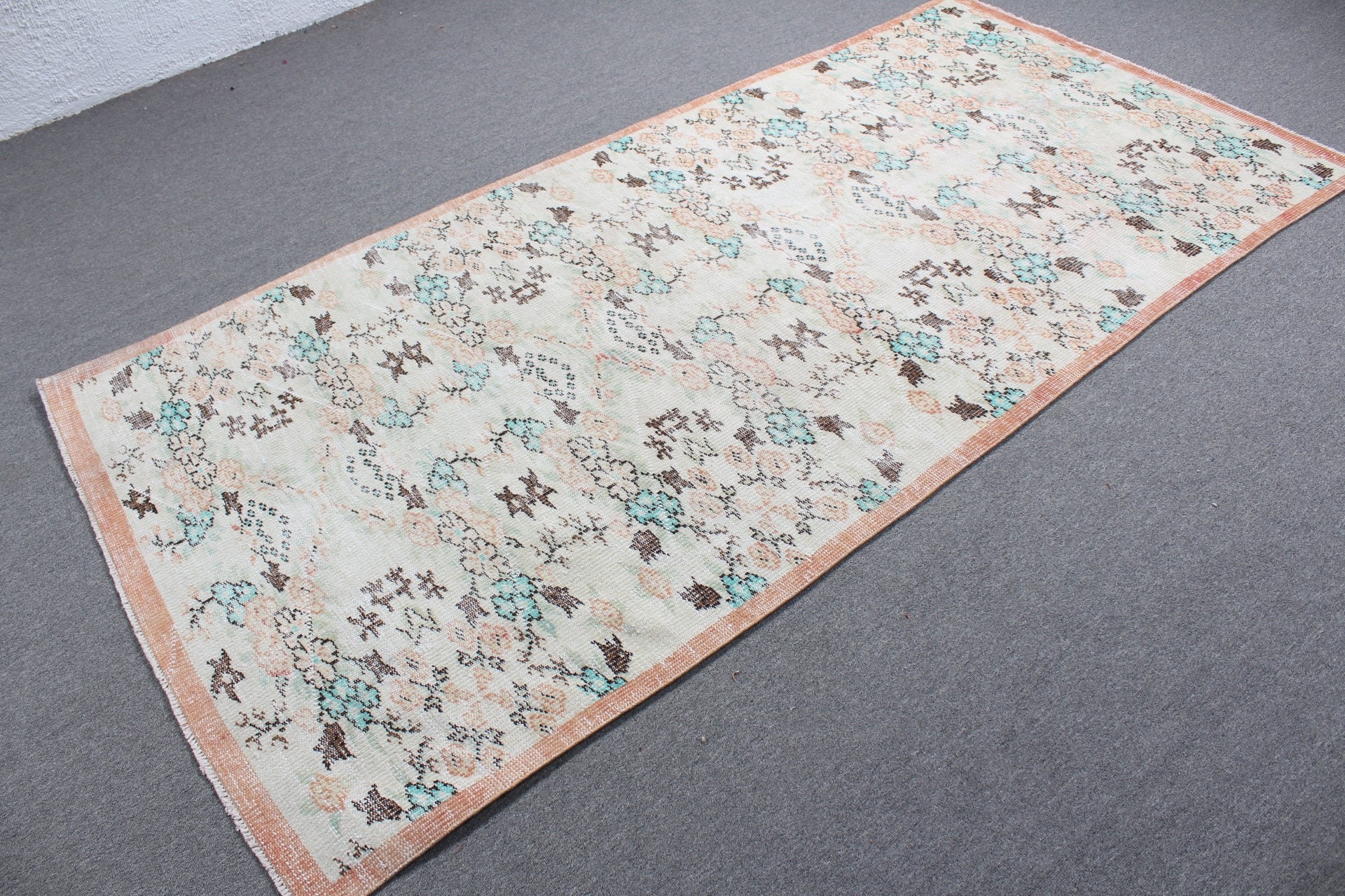 Rugs for Floor, Vintage Rug, Turkish Rugs, Beige Oriental Rug, Kitchen Rug, 4.3x8.2 ft Area Rugs, Oushak Rug, Floor Rug, Handmade Rug