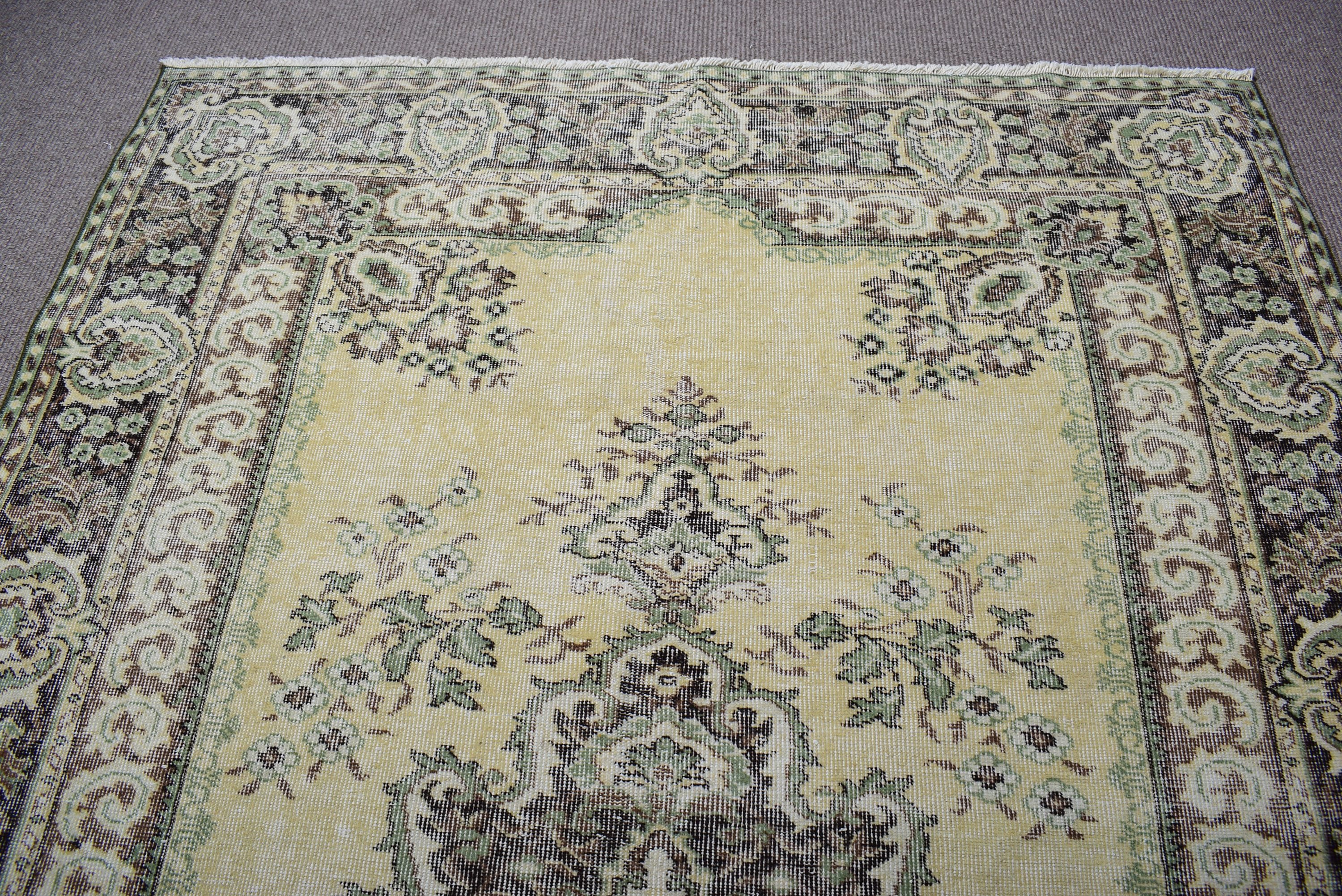 Green  6.1x9.7 ft Large Rug, Oriental Rugs, Dining Room Rug, Anatolian Rug, Vintage Rugs, Bedroom Rugs, Turkish Rugs