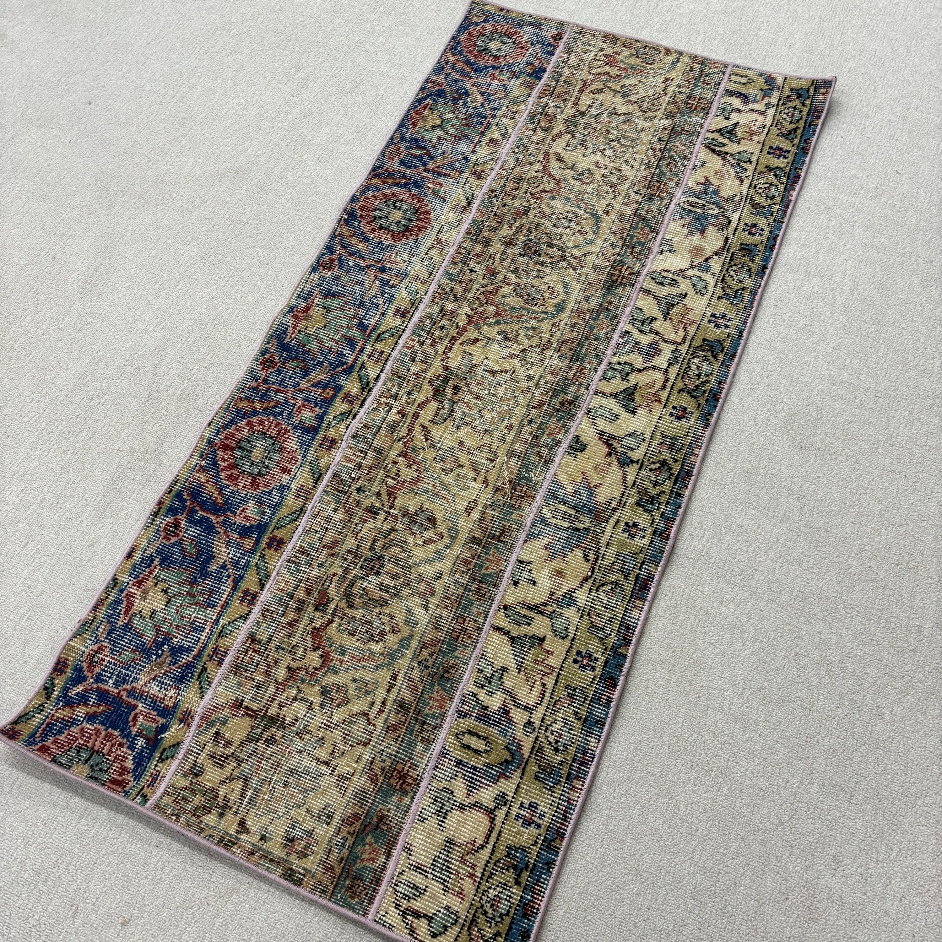 Türk Halısı, Vintage Halılar, 2.2x4.8 ft Küçük Halı, Lüks Halılar, Bej Oushak Halıları, Araba Paspas Halıları, Yer Halısı, Küçük Alan Halıları, Bohem Halıları