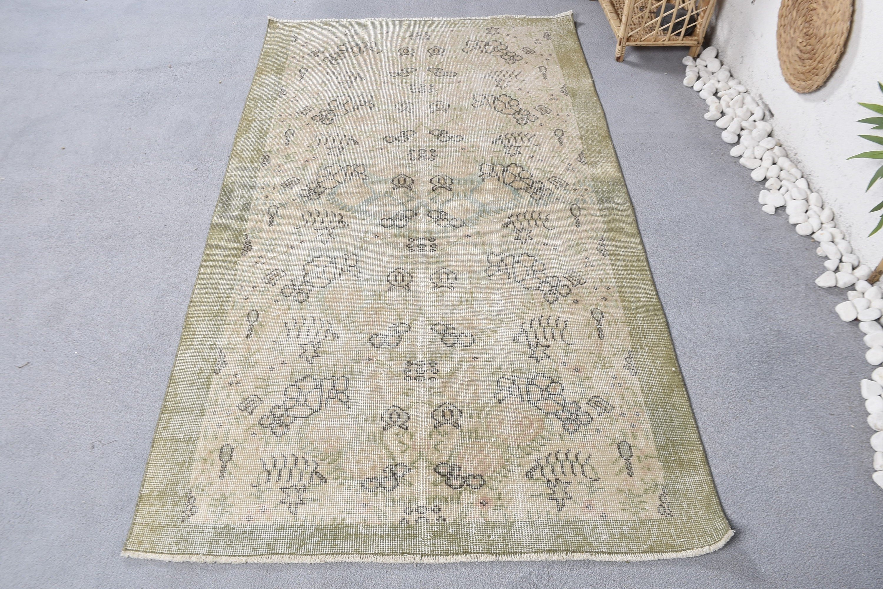 Boho Vurgulu Halılar, Oushak Halı, Vintage Halı, Siyah Fas Halısı, Türk Halısı, Yer Halısı, Vintage Vurgulu Halılar, 3,6x6,4 ft Accent Halı