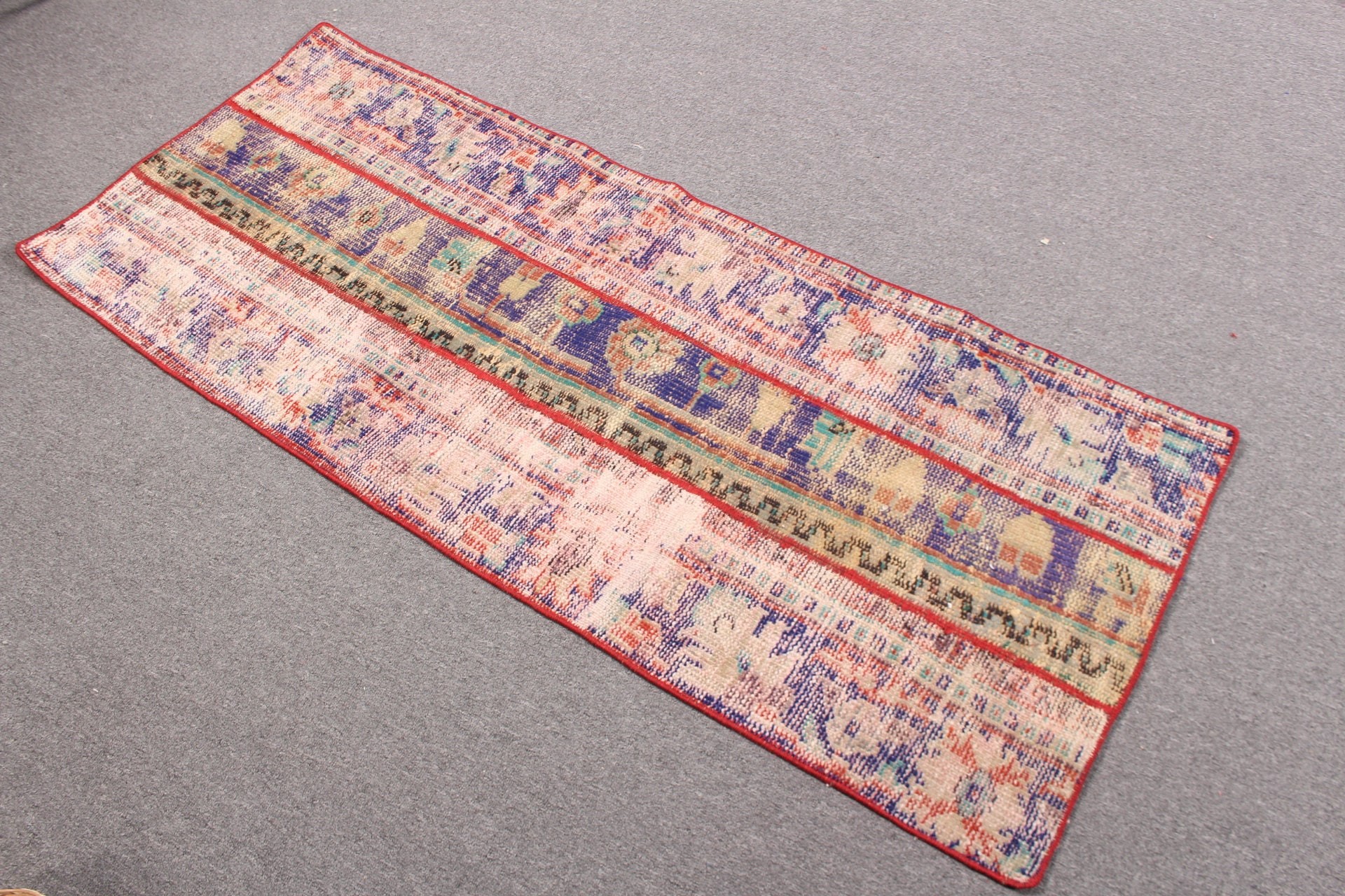 Kapı Paspası Halısı, Duvara Asılı Halı, Antika Halılar, Havalı Halı, 2x4,9 ft Küçük Halılar, Mavi Oryantal Halılar, Türk Halıları, Organik Halılar, Vintage Halı