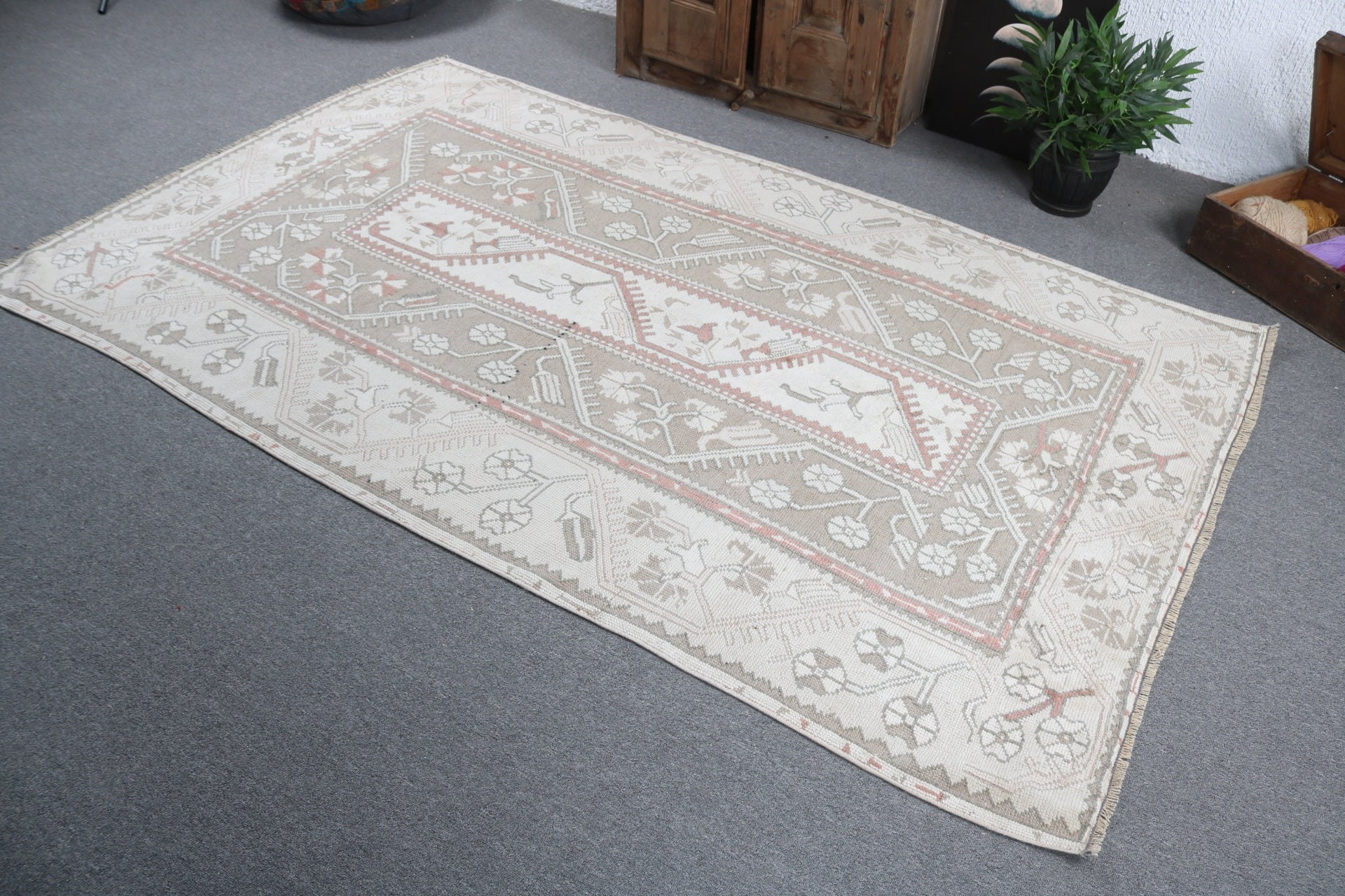 Floor Rugs, Turkish Rugs, Beige Moroccan Rugs, Vintage Rugs, Kitchen Rug, 5x8 ft Area Rug, Boho Area Rug, Anatolian Rugs, Rugs for Bedroom