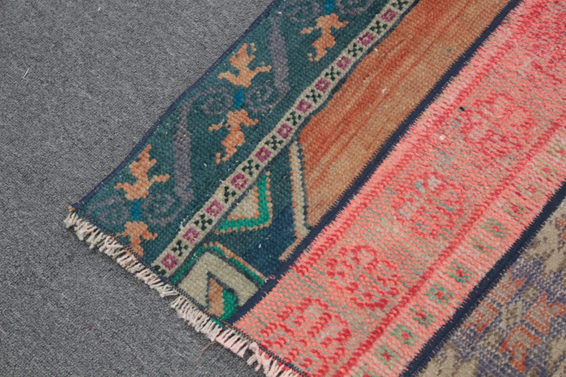 Door Mat Rug, Vintage Rug, Red Anatolian Rugs, Natural Rugs, Oushak Rug, Wool Rug, Wall Hanging Rug, Turkish Rug, 1.7x3.1 ft Small Rug