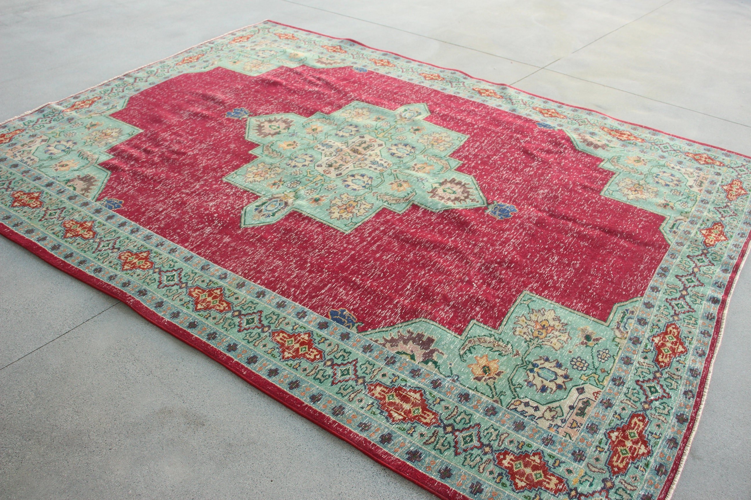 Boho Rug, Saloon Rugs, Oriental Rugs, Oversize Turkish Rug, Vintage Rugs, Turkish Rugs, 7.4x10 ft Oversize Rugs, Red Oriental Rugs