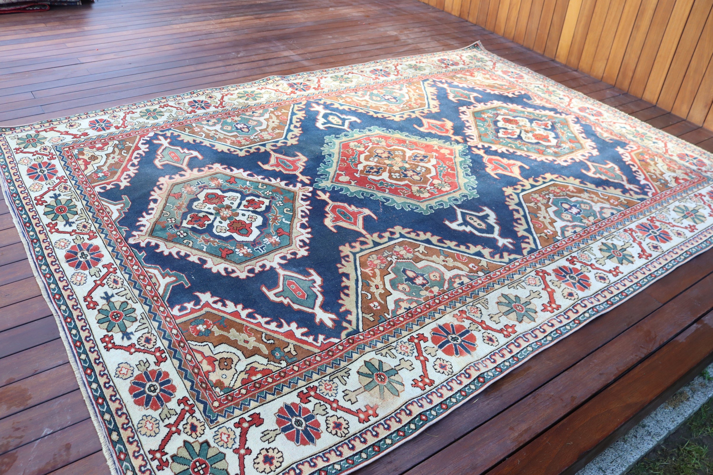 Havalı Halılar, Boho Halılar, Vintage Halı, Yemek Odası Halısı, Türk Halıları, Oturma Odası Halısı, 6,5x9 ft Büyük Halı, Mavi Anadolu Halıları, Anadolu Halıları