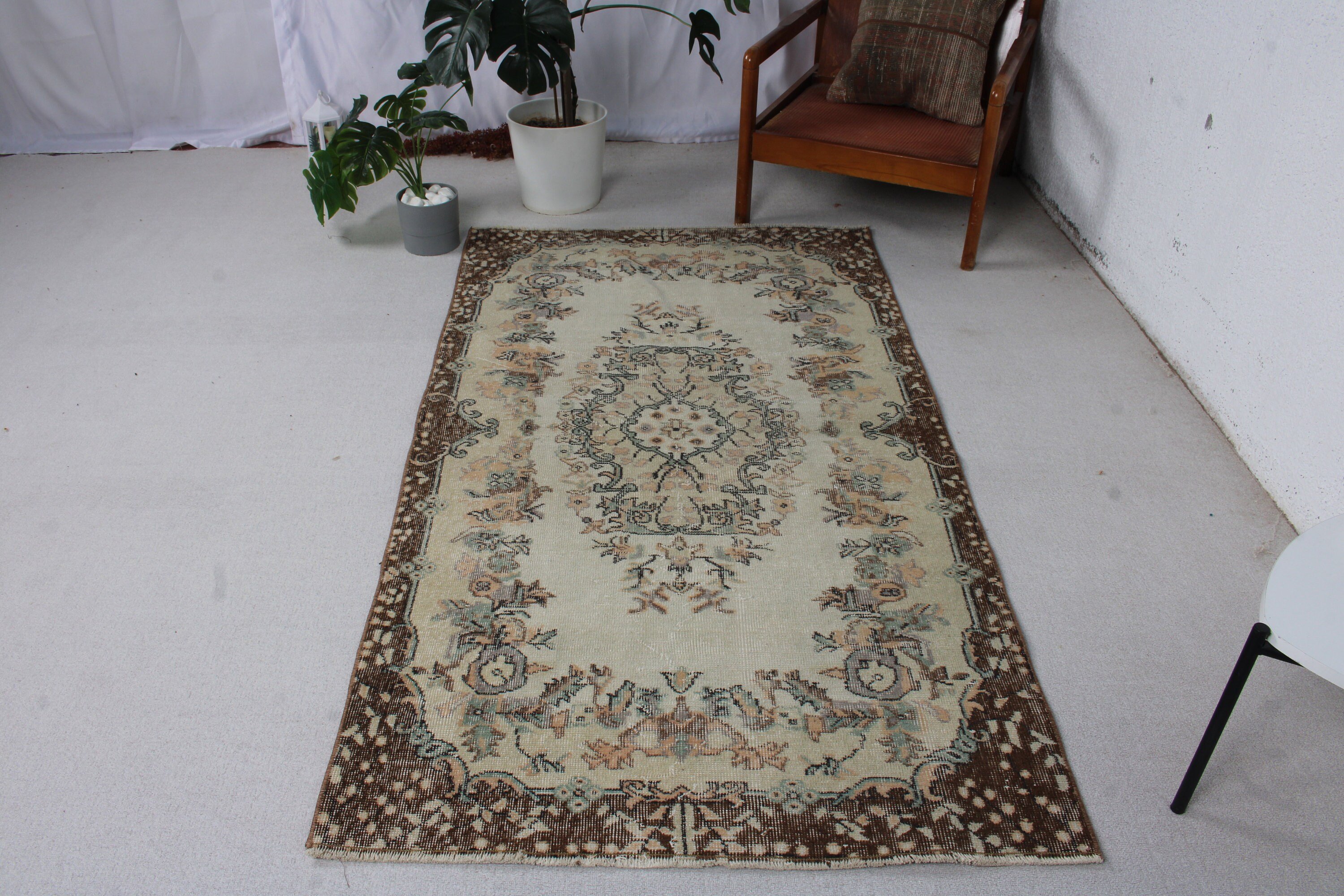 Boho Vurgulu Halılar, Türk Halıları, Vintage Halılar, Çocuk Halısı, 3,5x6,5 ft Vurgulu Halı, Mutfak Halıları, Bej Anadolu Halısı, Fas Halısı